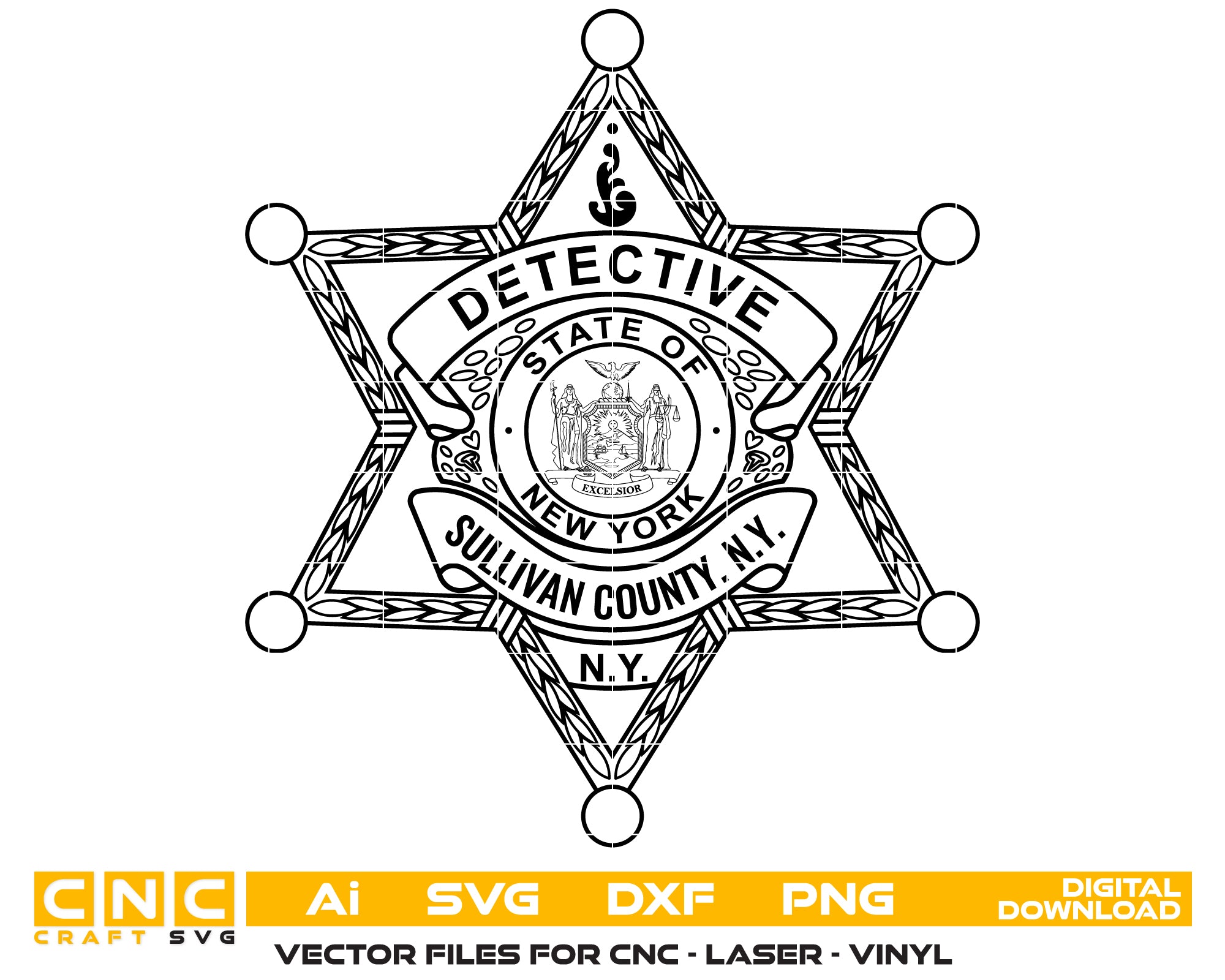 Sullivan County N.Y. Detective Badge SVG – Digital Vector File