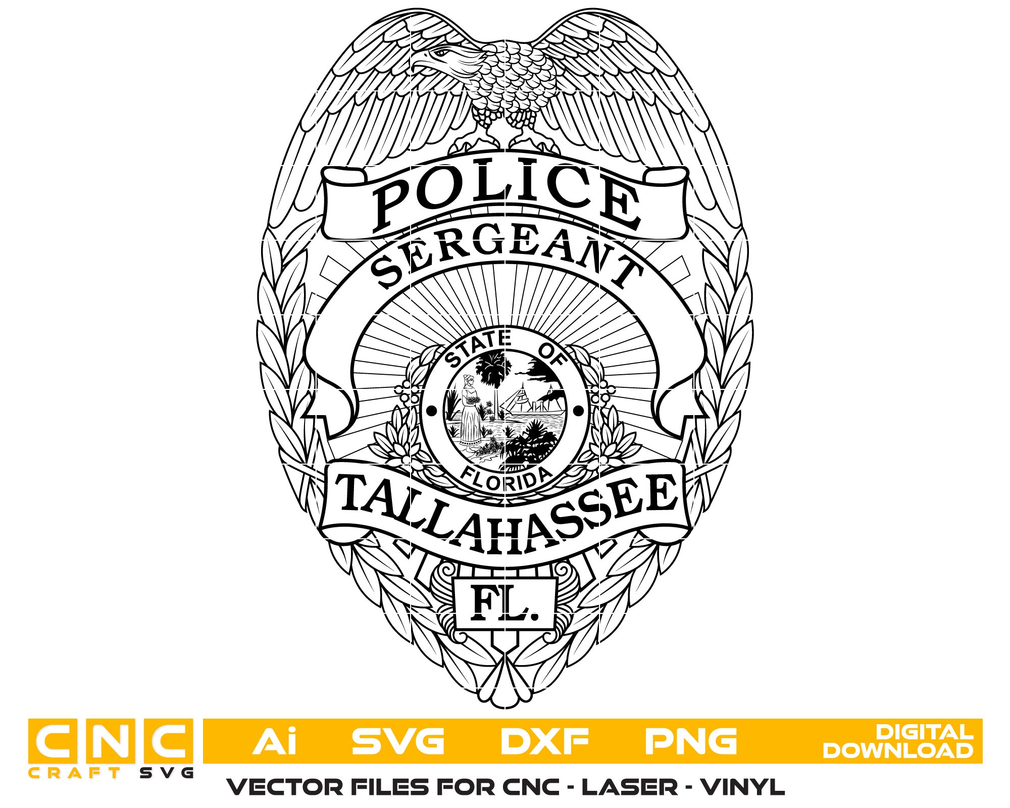 Tallahassee Police Sergeant Badge Vector Art Digital Download