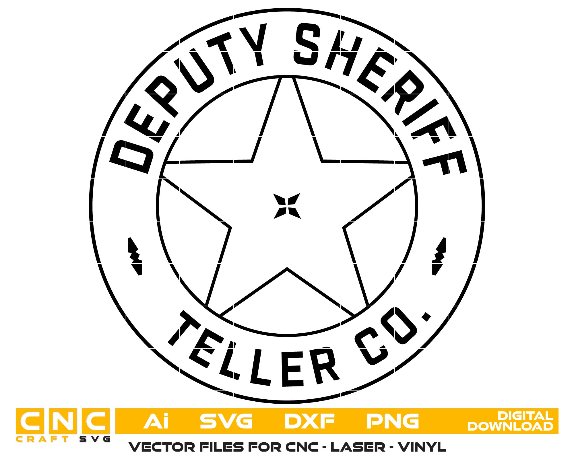 Teller County CO Deputy Sheriff Badge SVG | Law Enforcement Vector for CNC, Laser & Printing