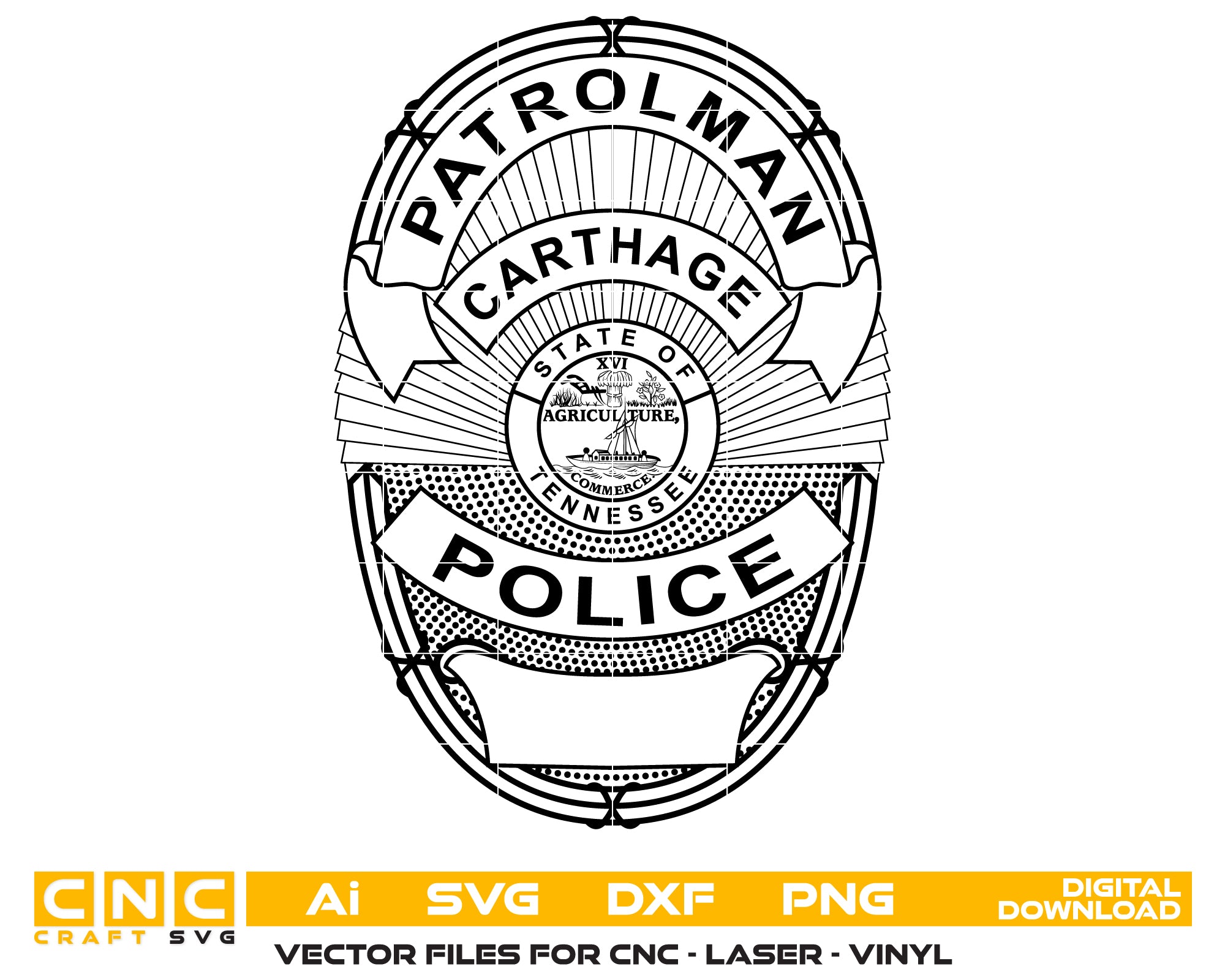 Tennessee Police Patrolman Carthage Badge