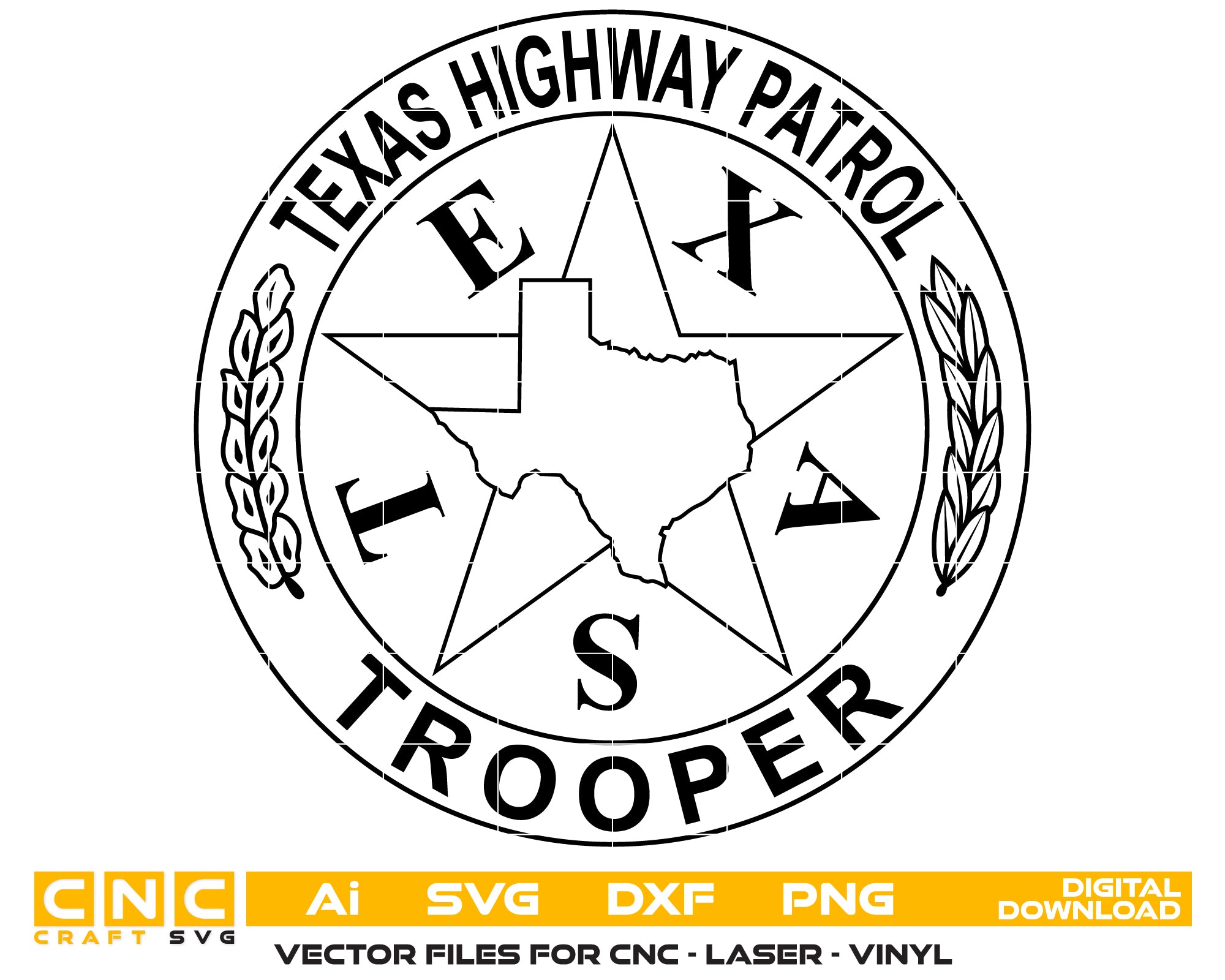 Texas Highway Patrol Trooper Police Logo – Digital Vector File for Print, Engraving & CNC Projects
