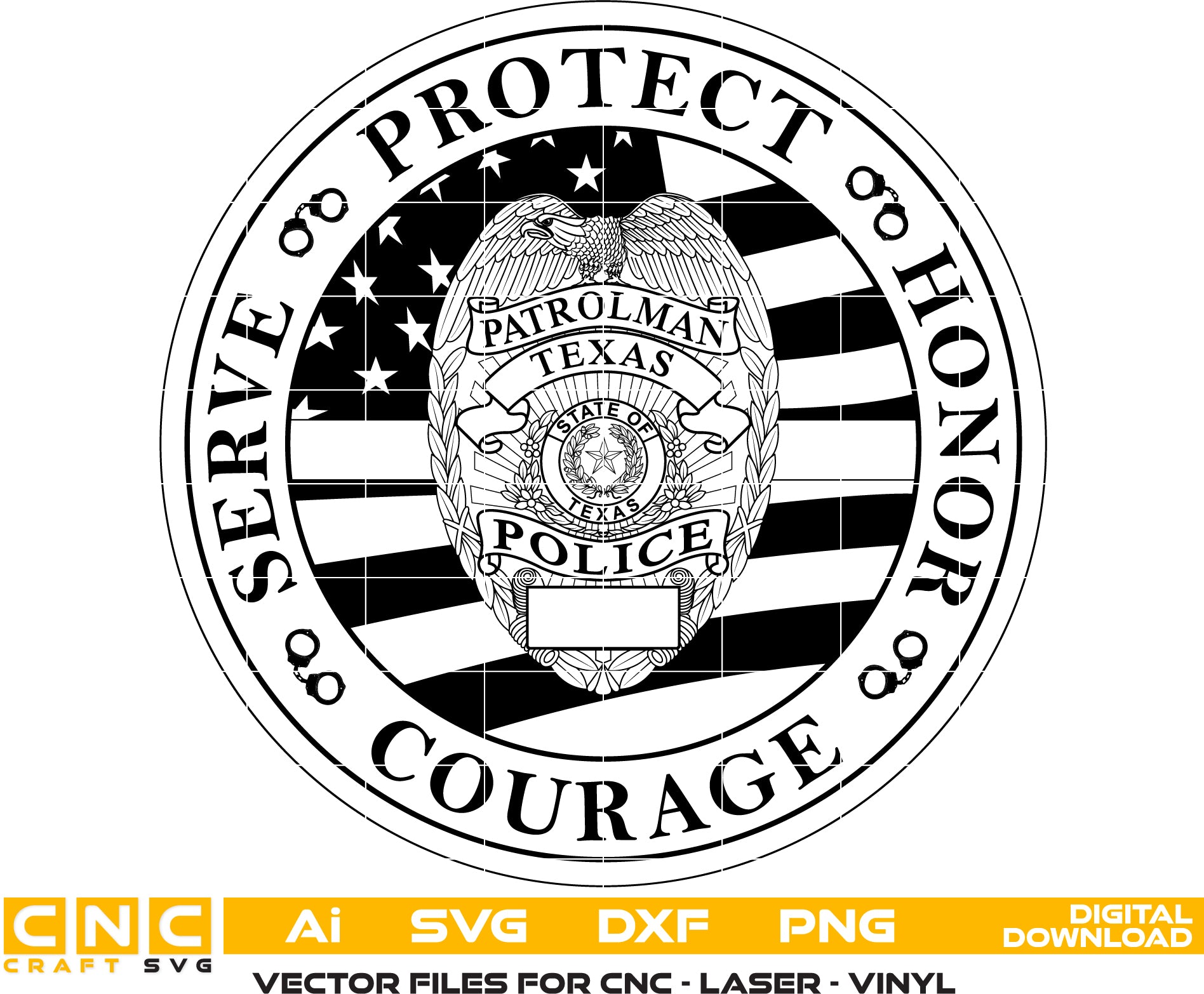 Texas Police Patrolman Badge – Law Enforcement Vector