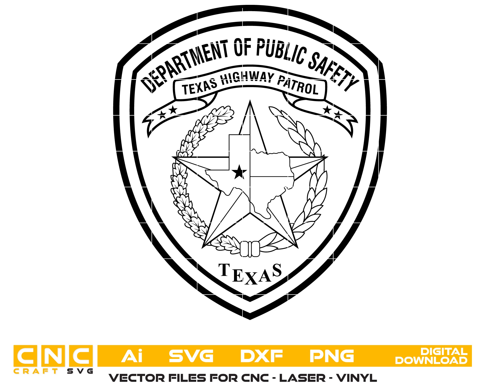 Texas DPS Highway Patrol Badge SVG, Texas Department of Public Safety Vector, DPS Badge Logo SVG, Texas Police Badge Digital File, Law Enforcement Badge Vector