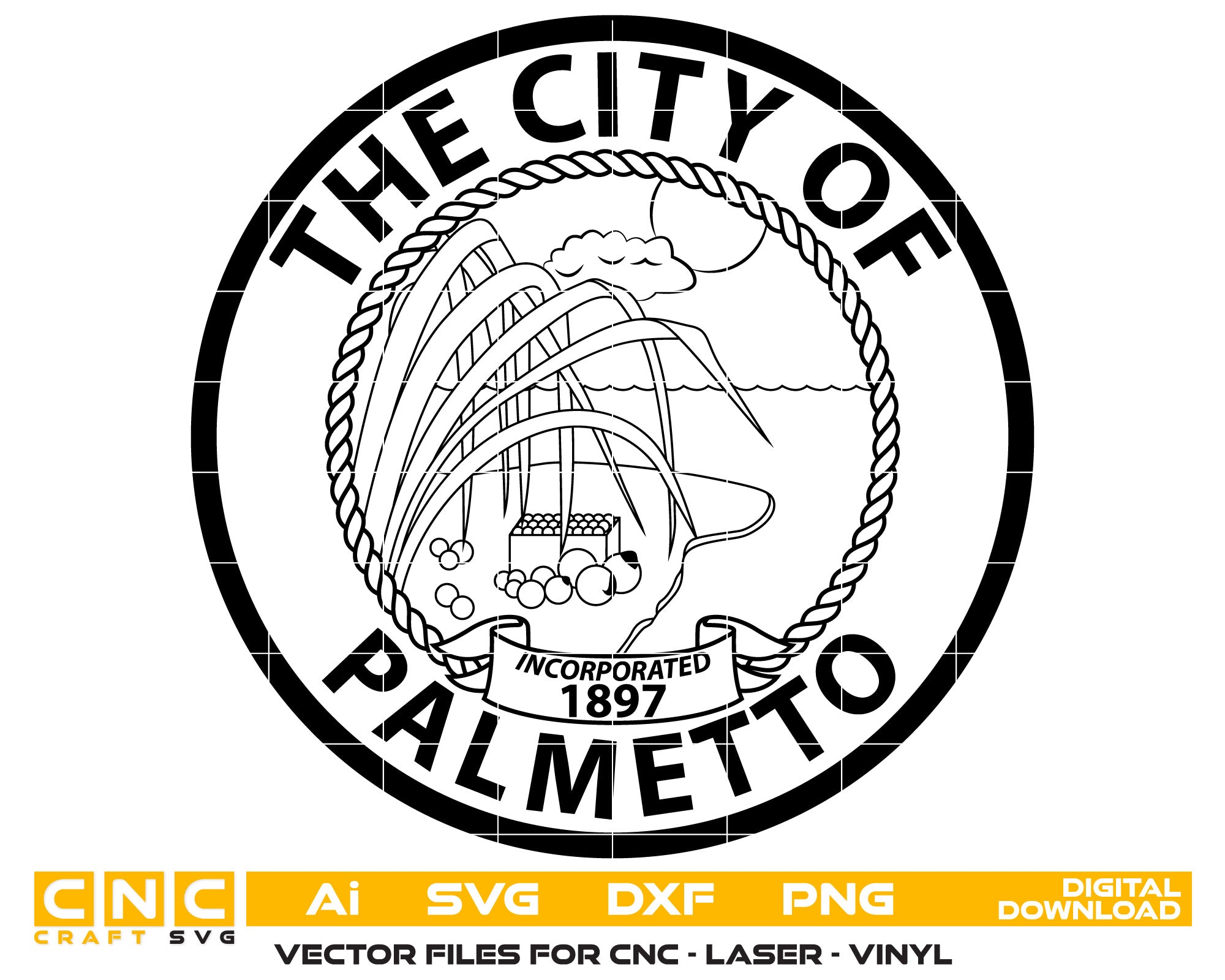 The City Of Palmetto Incorporated 1897 Logo.