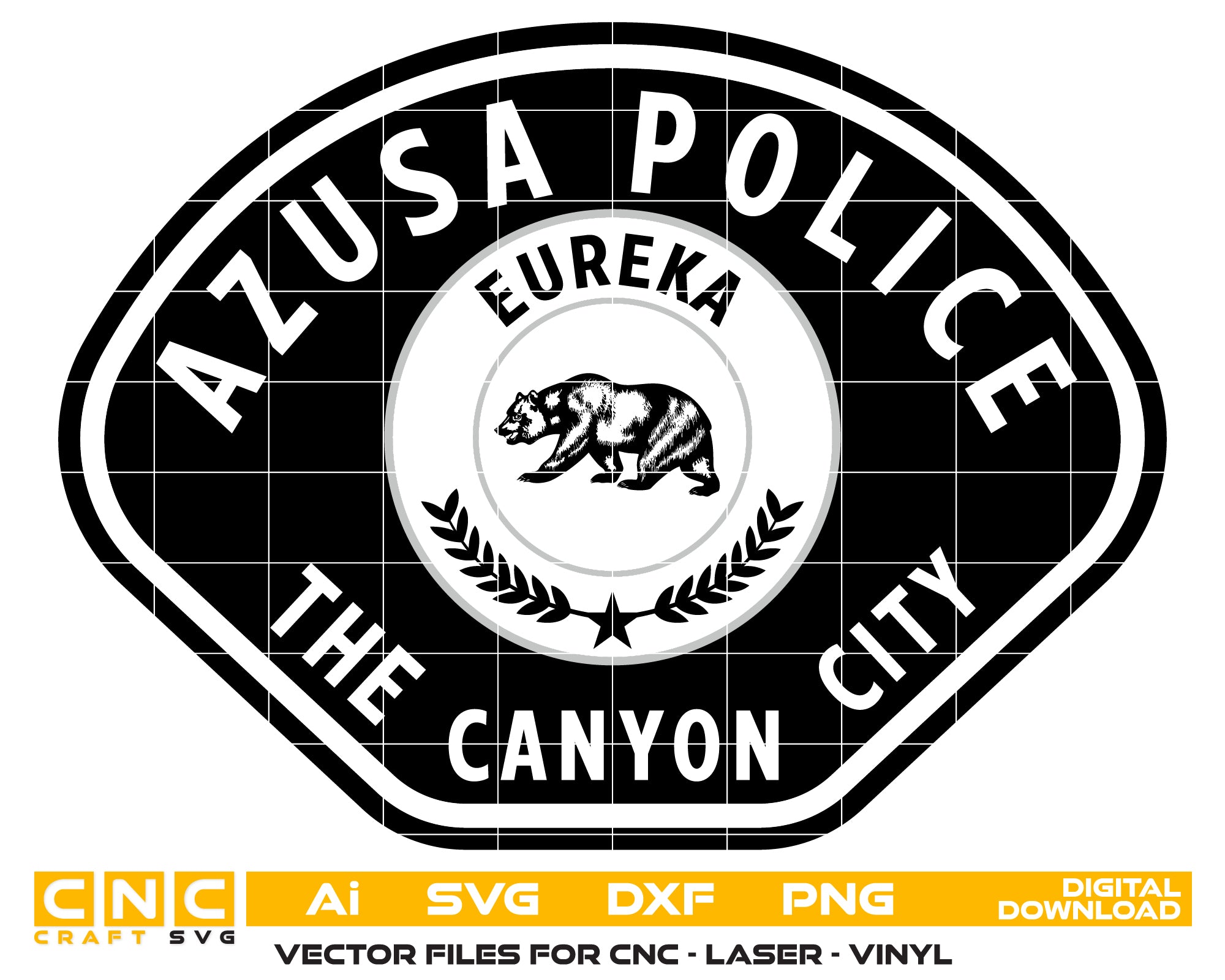 Canyon City Azusa Police Patch Color SVG, Azusa CA Police Patch Full Color Vector, Canyon City Police Patch Logo, California Police Patch Color SVG, Azusa Police Emblem