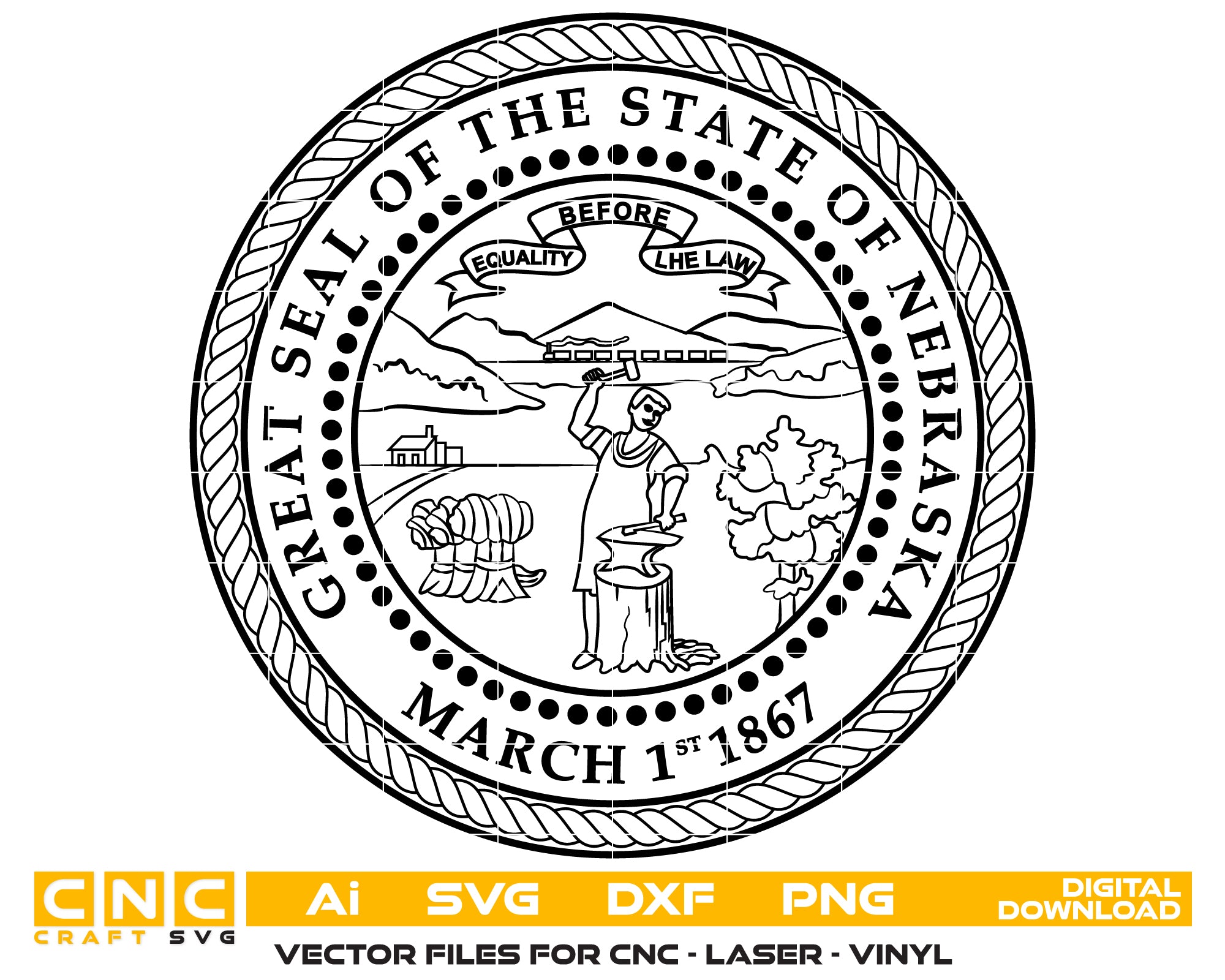 Great Seal of the State of Nebraska SVG, Nebraska State Seal Vector, Nebraska Official Emblem SVG, State of Nebraska Seal Design, Nebraska Government Seal