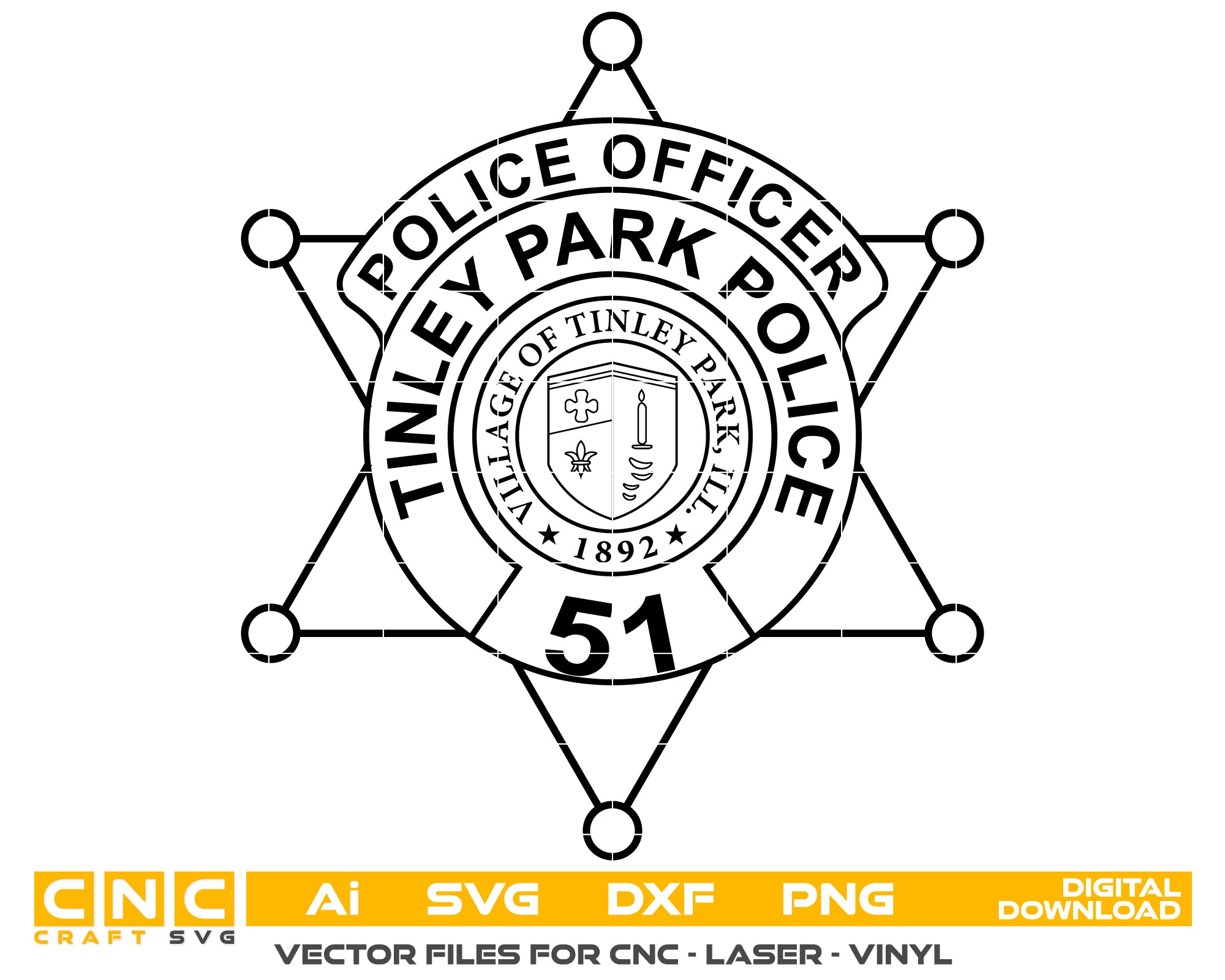 Tinley Park Police Badge Vector Art