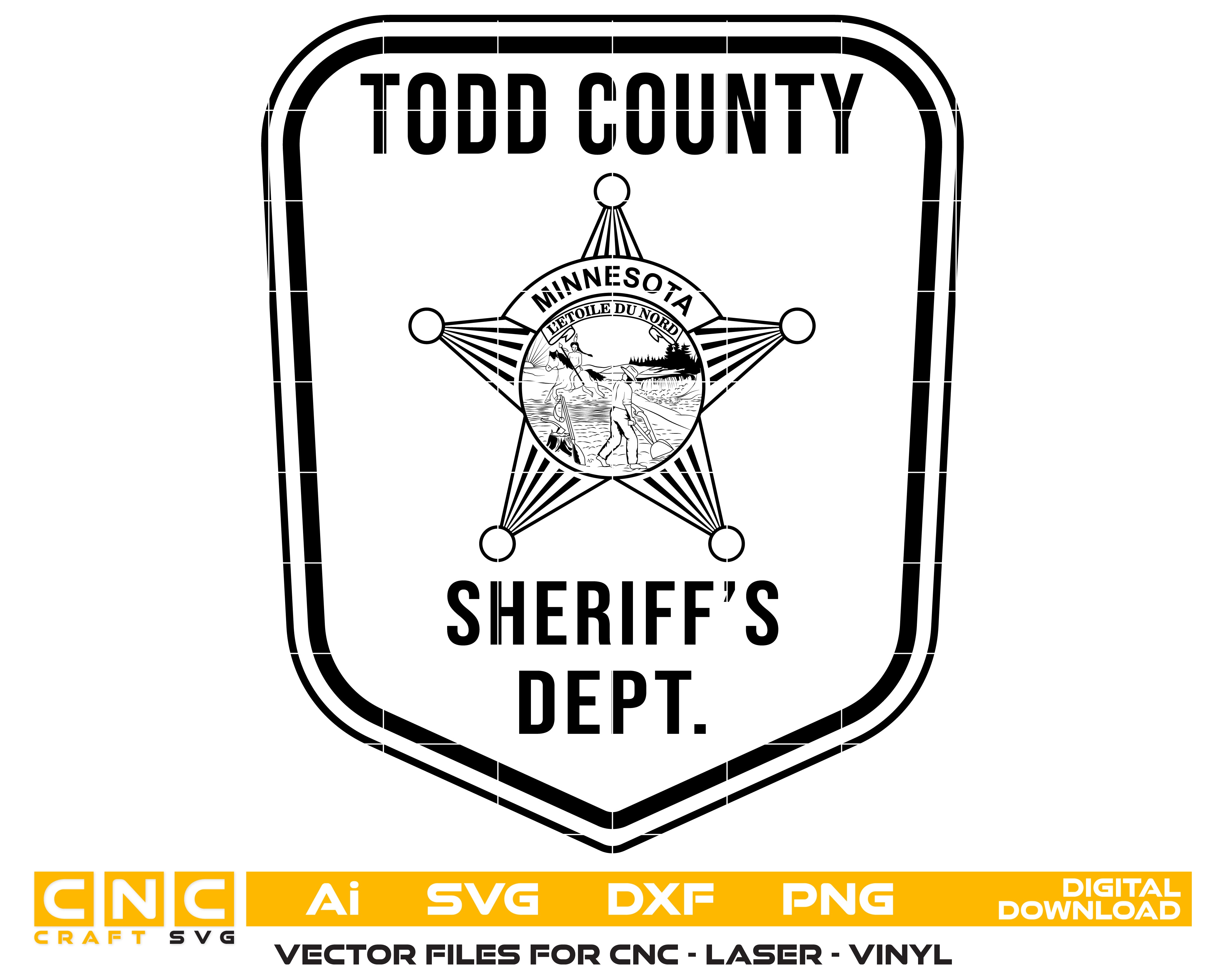 Todd County Sheriff’s Office Patch SVG, Minnesota Sheriff Patch Vector, Todd County MN Patch Emblem, Sheriff Office Patch SVG, Law Enforcement Patch Vector File