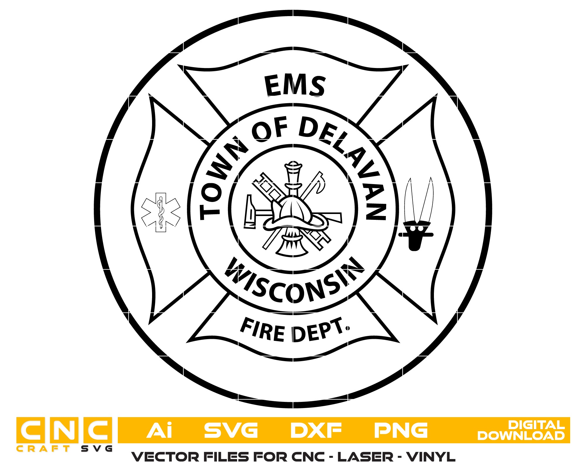 Town Of Delavan Fire Department Badge, Wisconsin