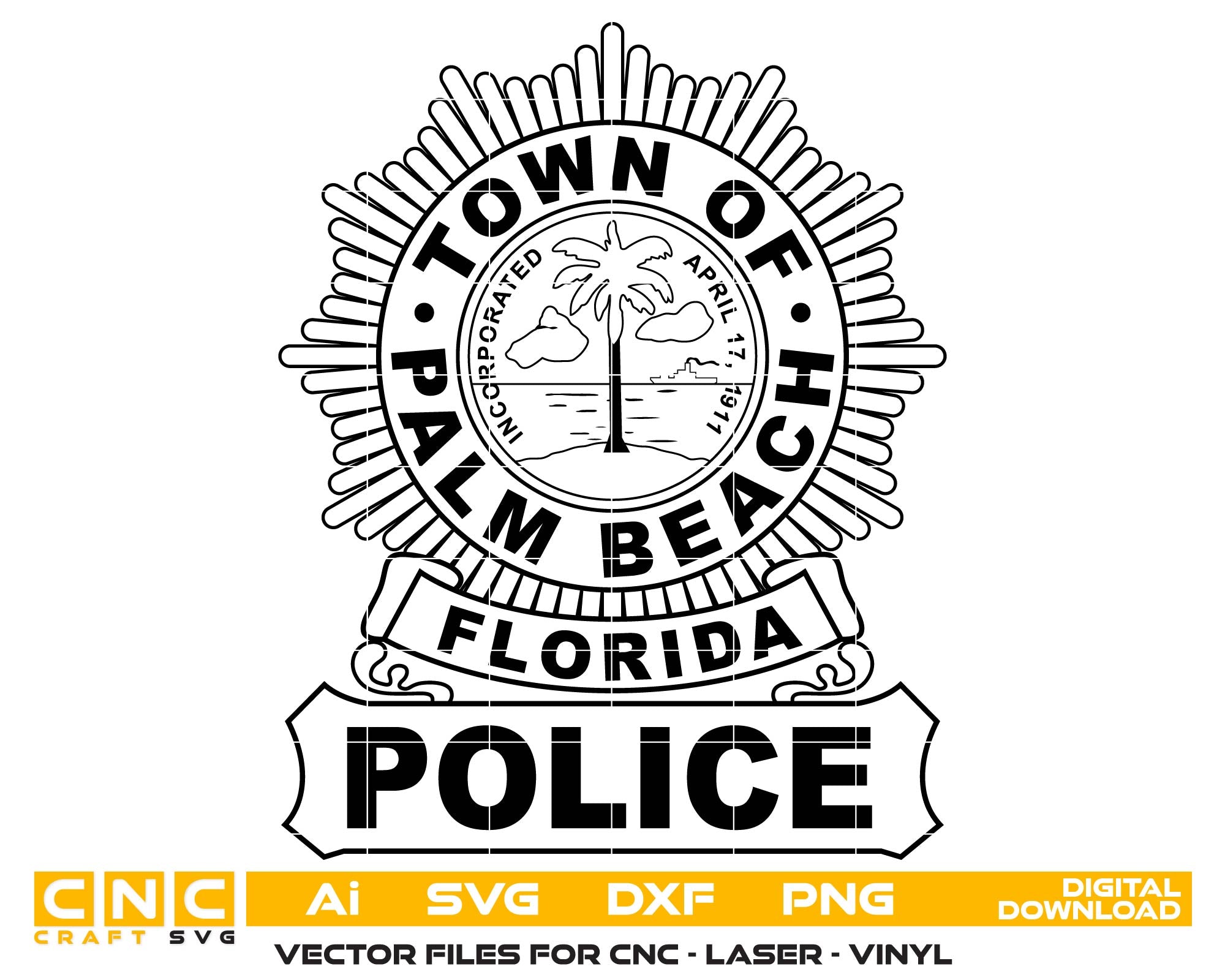 Town of Palm Beach Police Badge Florida Vector SVG
Town of Palm Beach Police Badge
Police Badge Florida Vector SVG
Palm Beach Police Badge