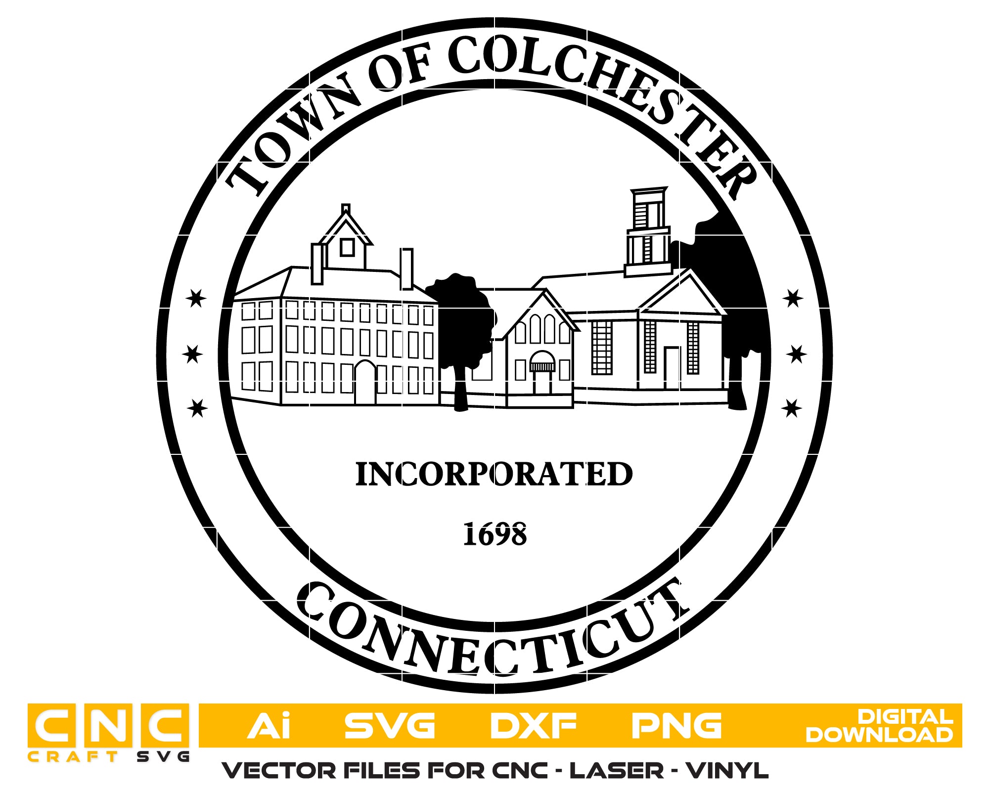 Town of Colchester Seal SVG, Colchester Town Seal Vector, Colchester Municipal Emblem SVG, Official Colchester Seal Design, Colchester Town Logo