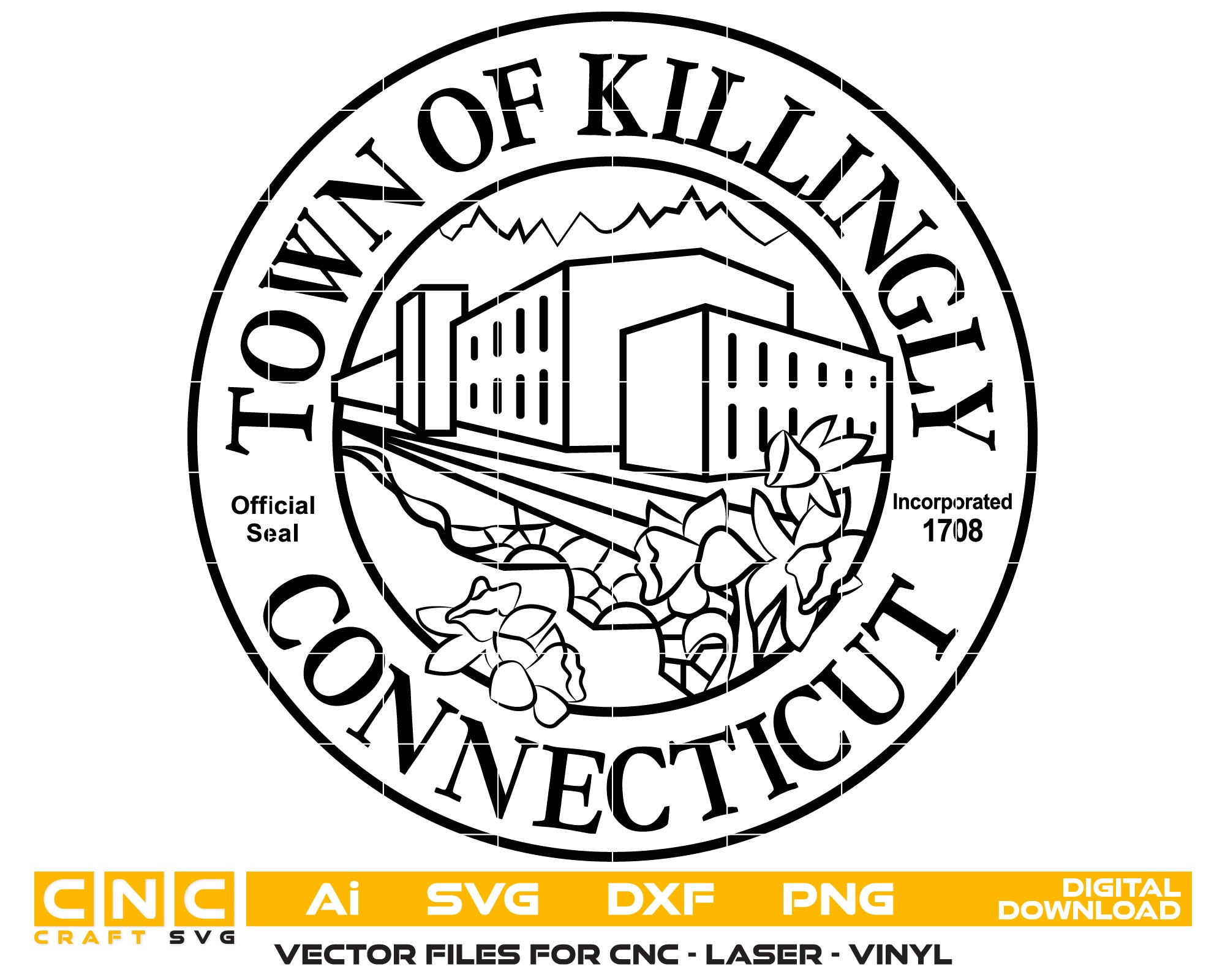 Town of Killingly Seal SVG, Killingly Town Seal Vector, Official Killingly Emblem SVG, Killingly Connecticut Town Seal, Killingly Municipal Seal Logo