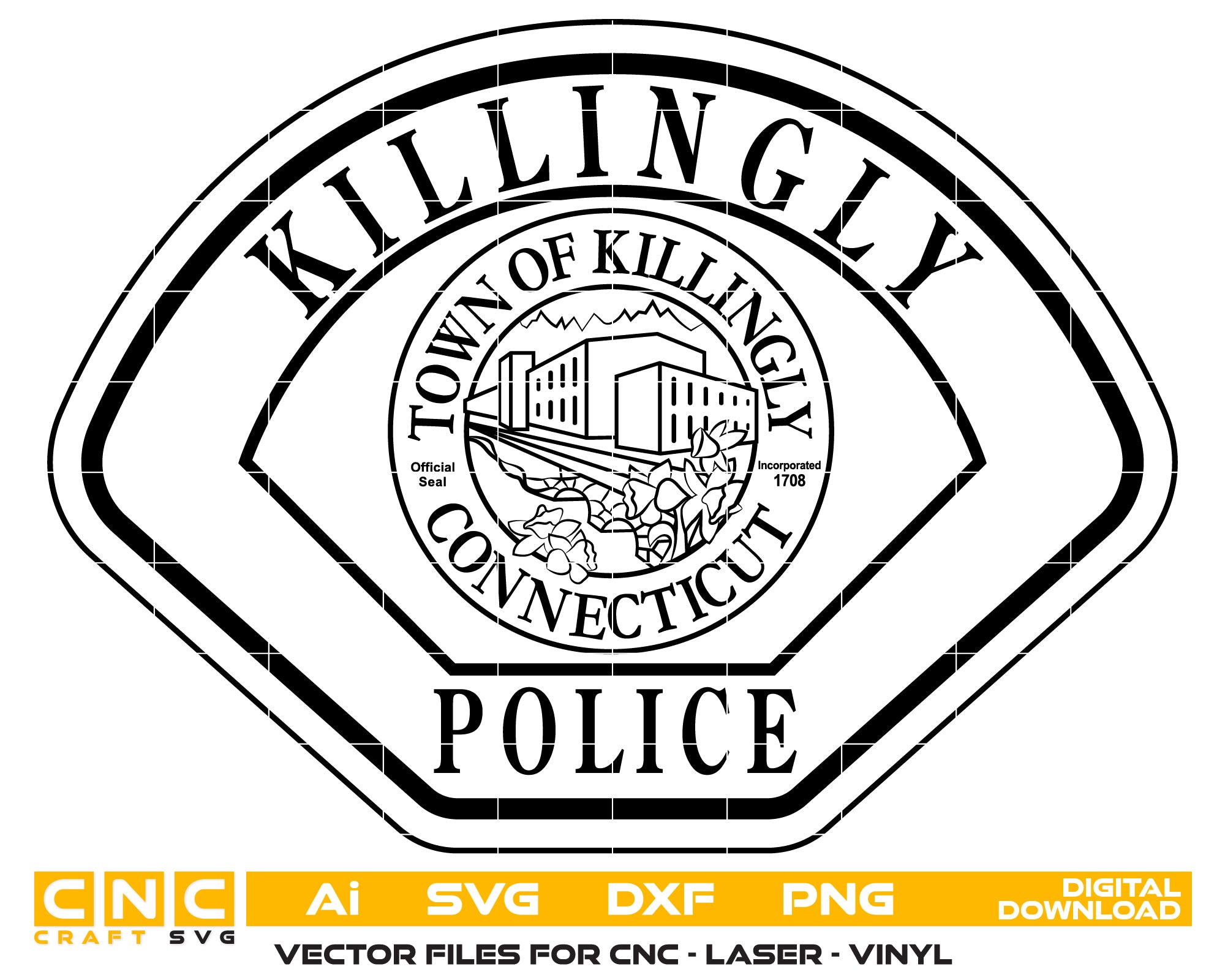 Town of Killingly Police Department Patch SVG, Killingly CT Police Patch Vector, Connecticut Police Department Emblem SVG, Killingly Police Logo, Killingly PD Patch