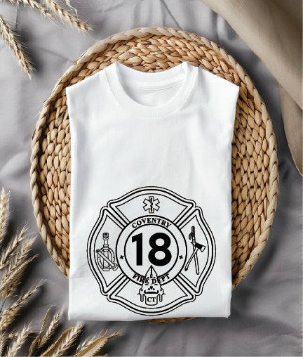 Town of Coventry Fire Department Badge SVG digital download, firefighter emblem vector design for Cricut, Silhouette, CNC, engraving, and fire service crafts.