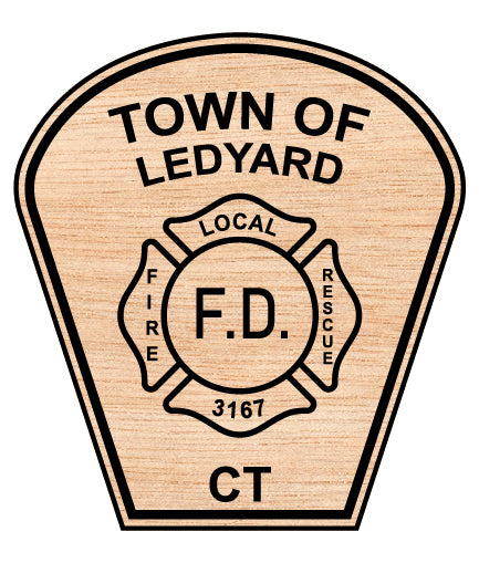 Town of Ledyard Fire Rescue Patch SVG digital download, Connecticut fire department emblem vector for Cricut, Silhouette, engraving, and firefighter craft projects.