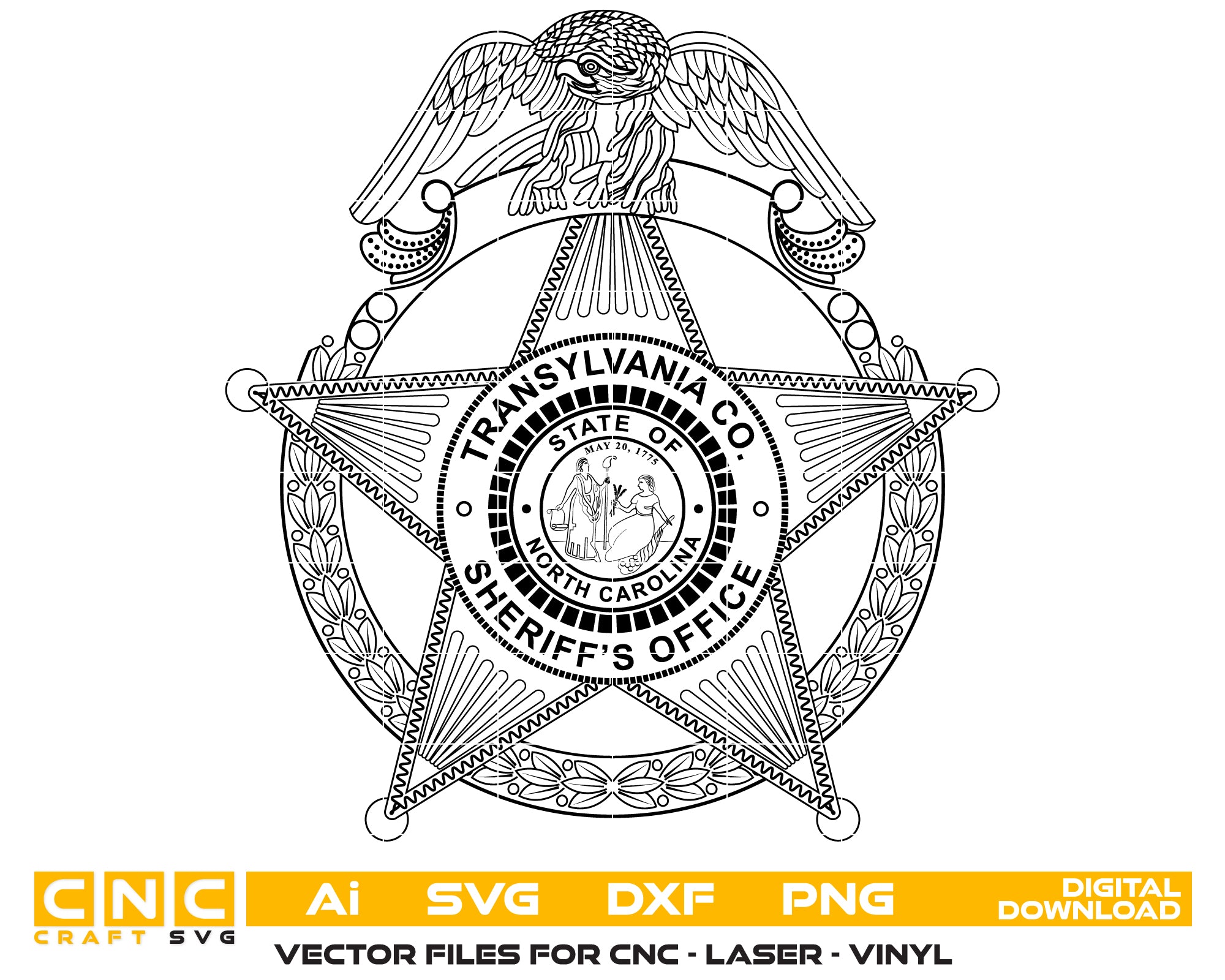 Transylvania County Sheriff Badge - Digital Vector Design