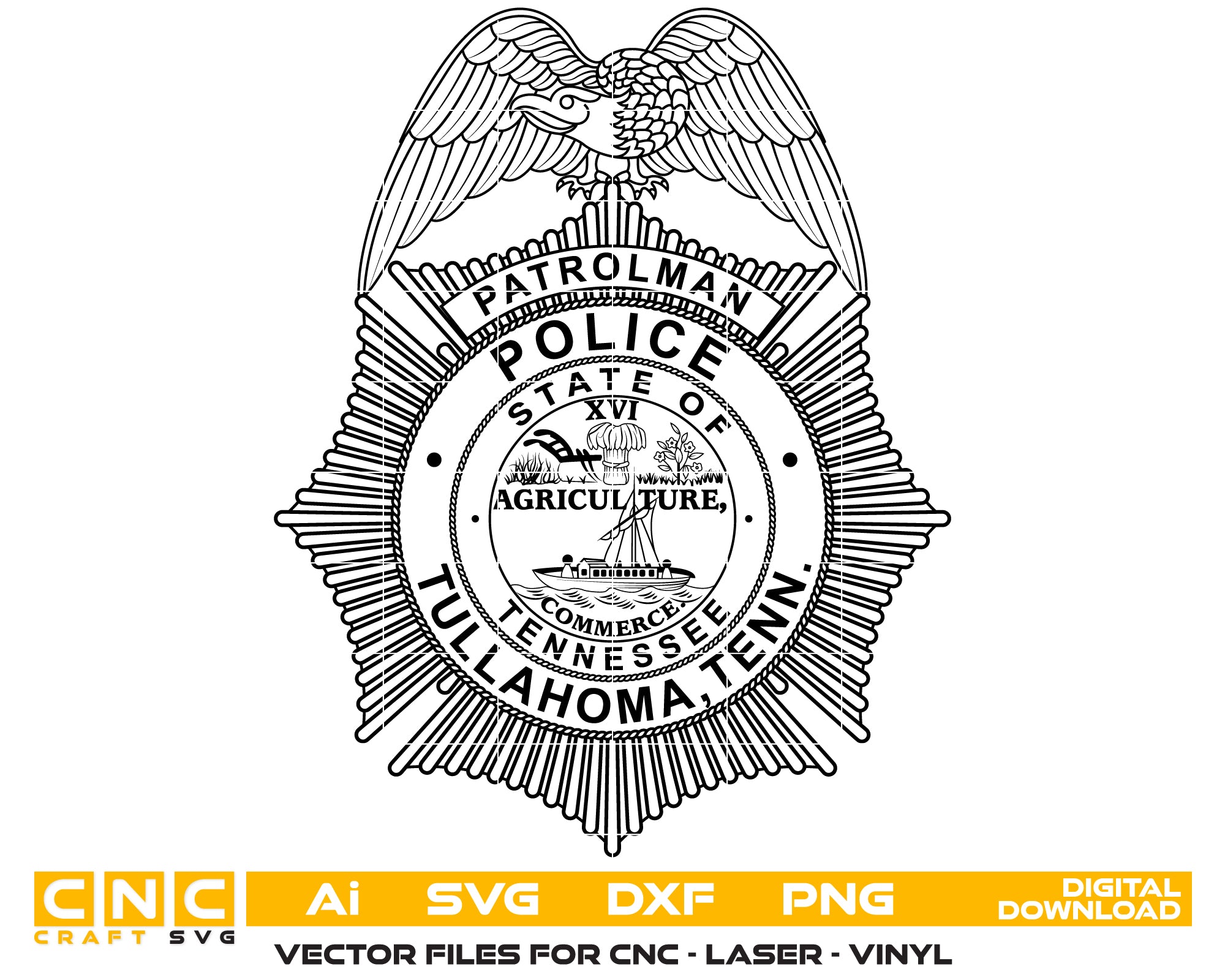 Tullahoma Tennessee Police Officer Badge SVG