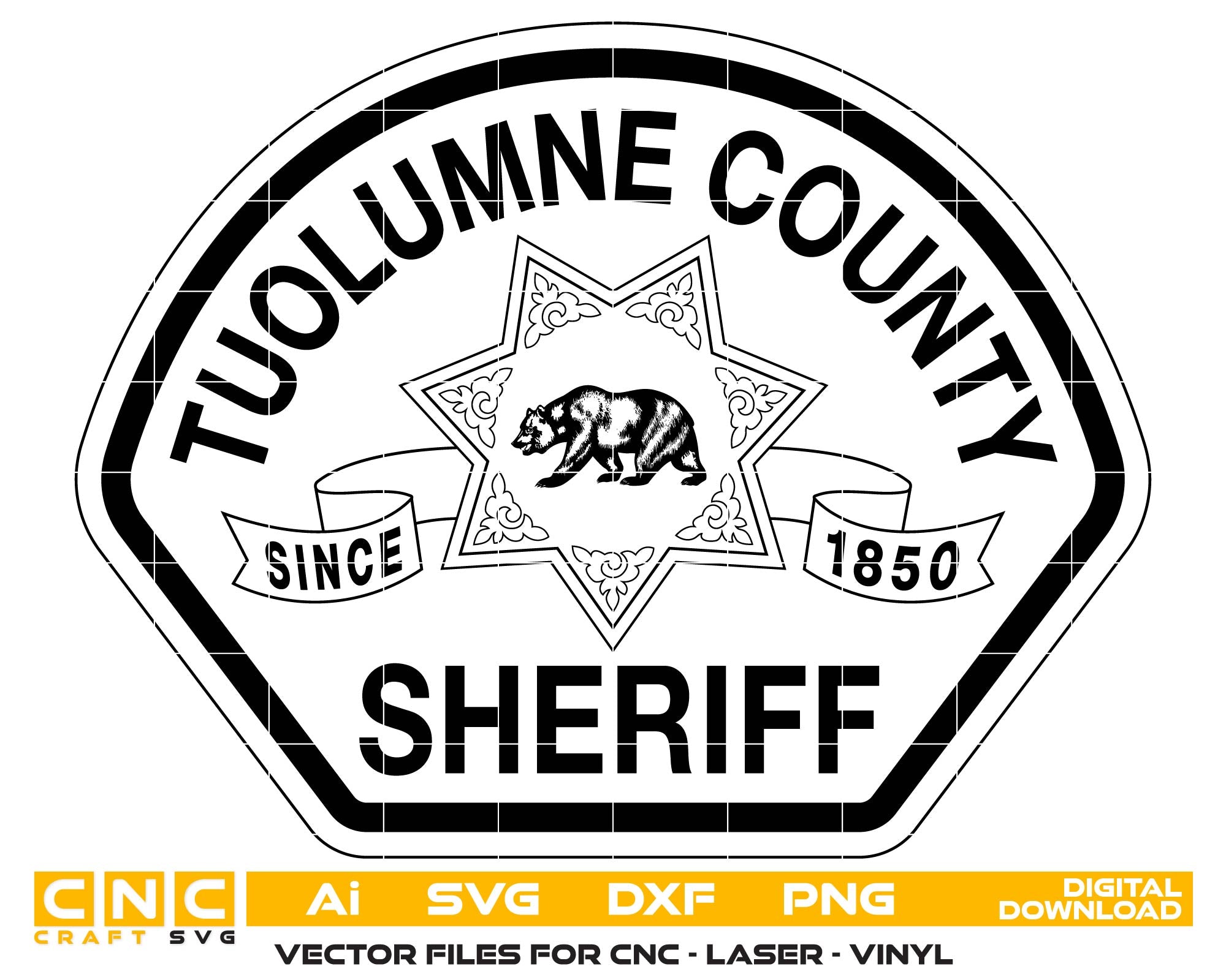Tuolumne County Sheriff Badge SVG, Los Angeles Sheriff Emblem, California Law Enforcement Badge, Tuolumne County Sheriff Vector, Deputy Sheriff Logo