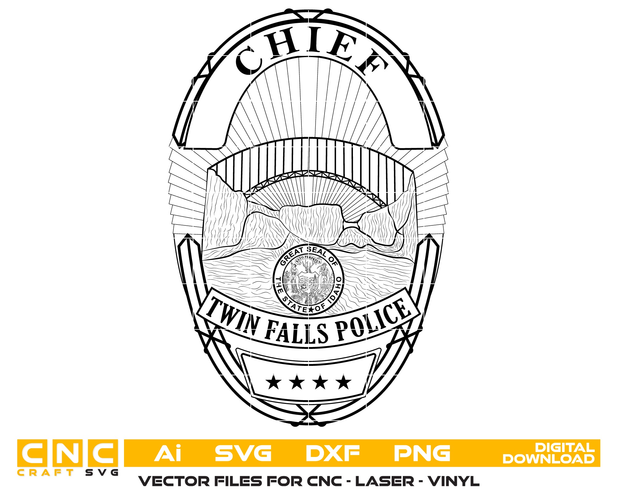 Twin Falls Police Chief Badge SVG