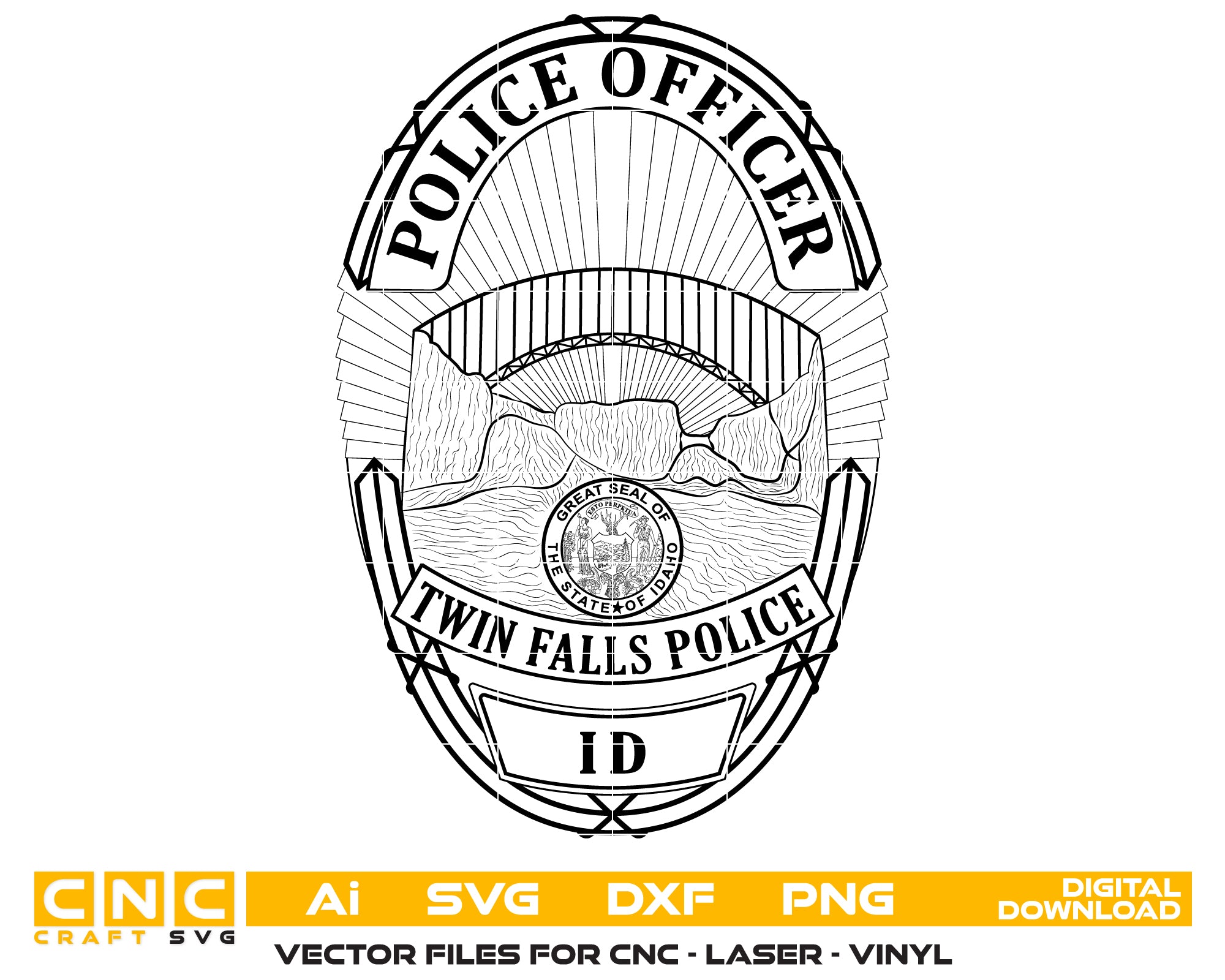 Twin Falls Police Officer Badge SVG
