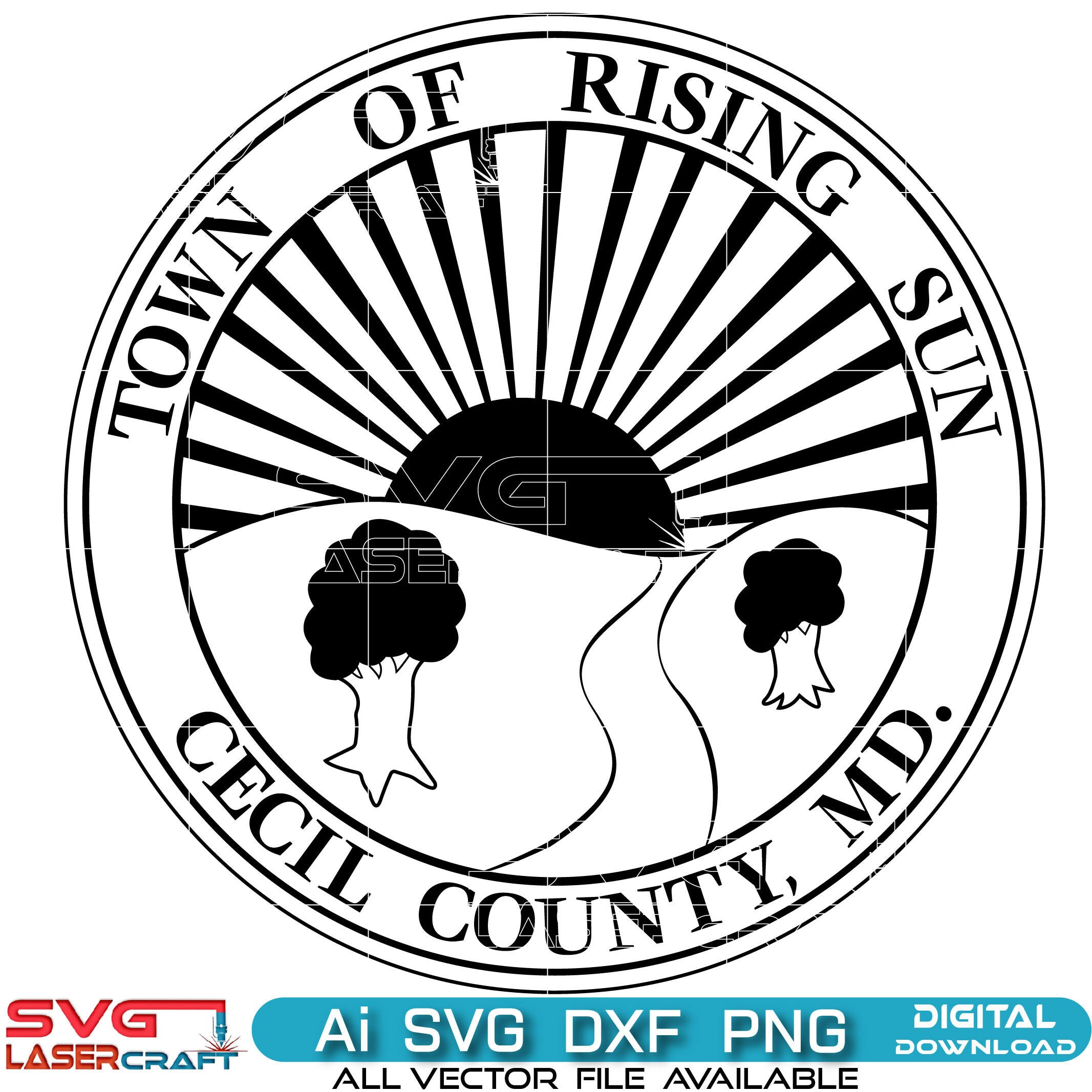 Cecil County Town Of Rising Sun,md seal Vector art