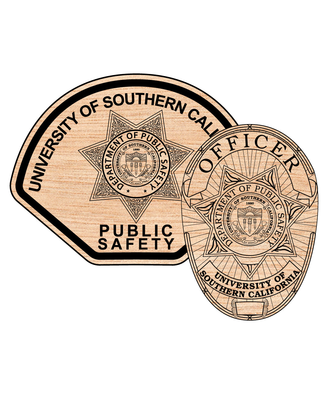 USC Department of Public Safety Badge SVG digital download, university police emblem vector design for Cricut, Silhouette, CNC, engraving, and law enforcement crafts.