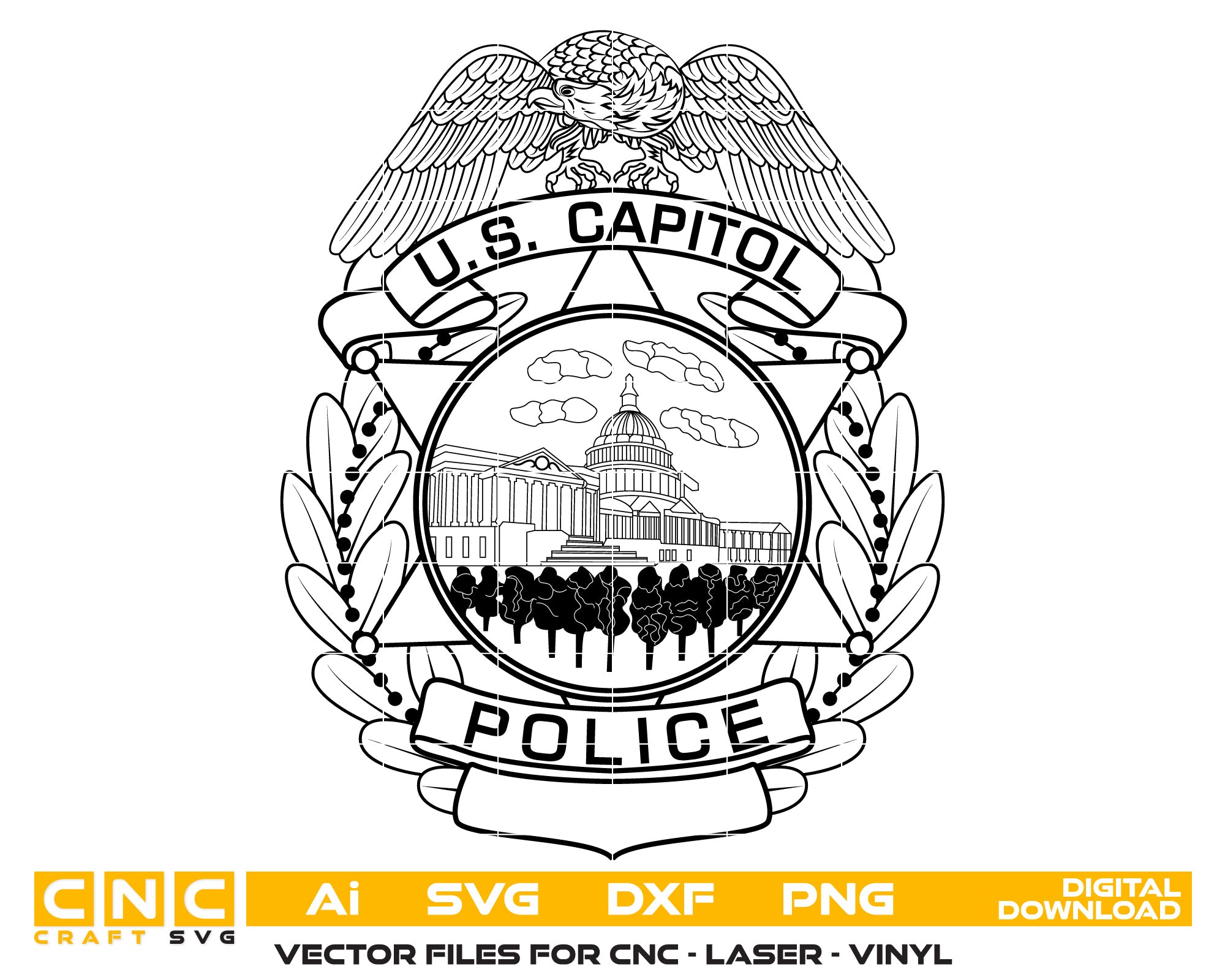 U S Capitol Police Vector Art, Ai,SVG, DXF, PNG, Digital Files