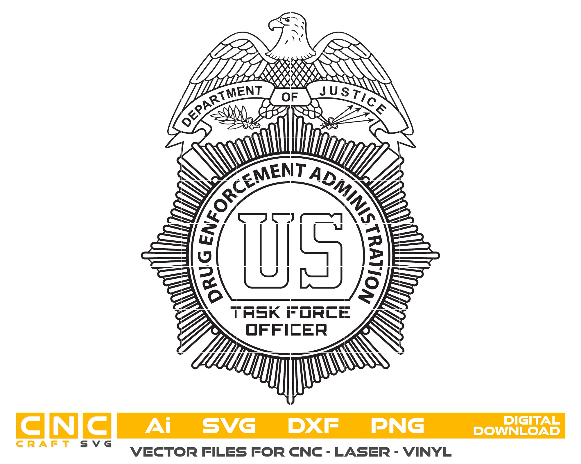 Drug Enforcement Task Force Officer Badge Vector Art