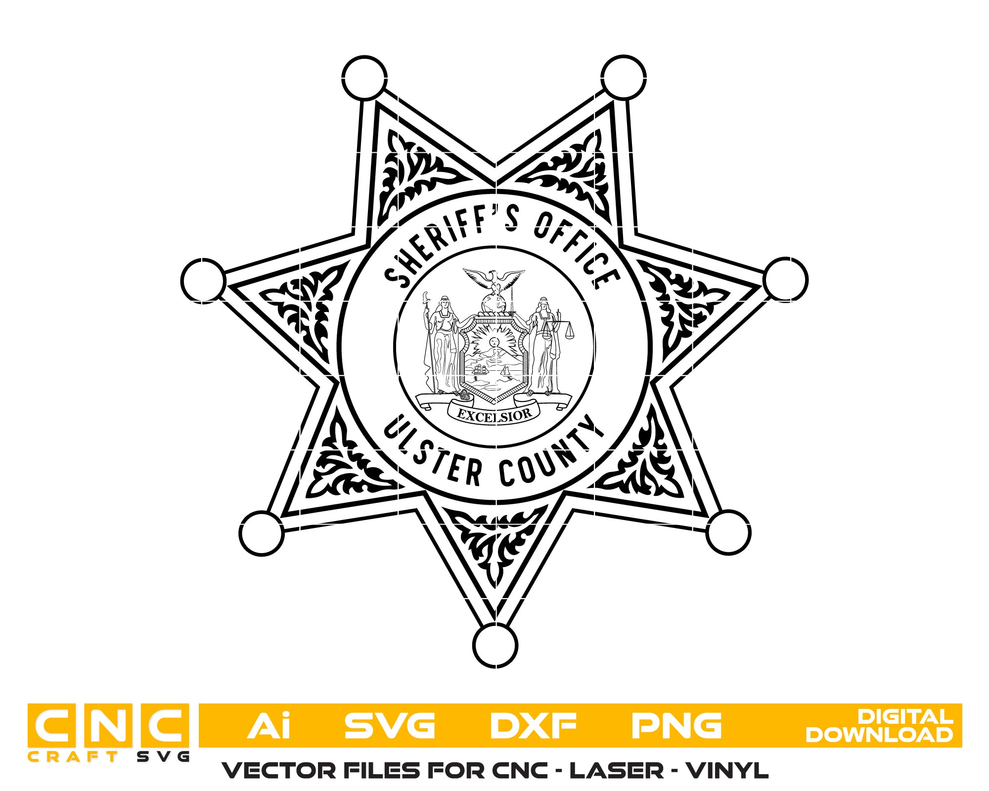 Ulster County Sheriff’s Office Badge SVG, New York Sheriff Badge Vector, Ulster County Law Enforcement Badge, Sheriff’s Office Badge SVG, Police Badge Vector