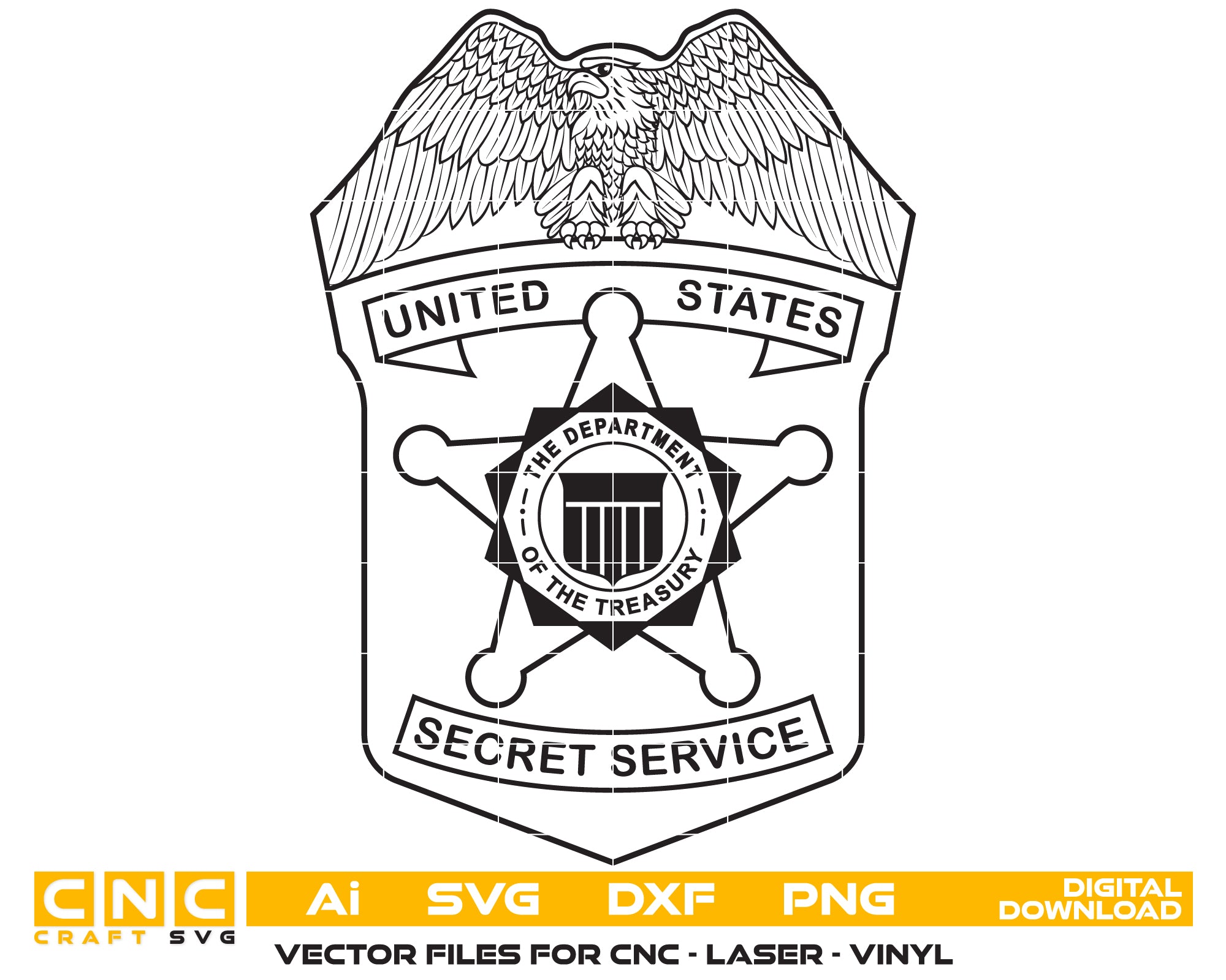 United States Secret Service Badge SVG, Secret Service Logo Vector, Federal Law Enforcement Badge SVG, US Secret Service Seal Vector, Police Badge Digital File
