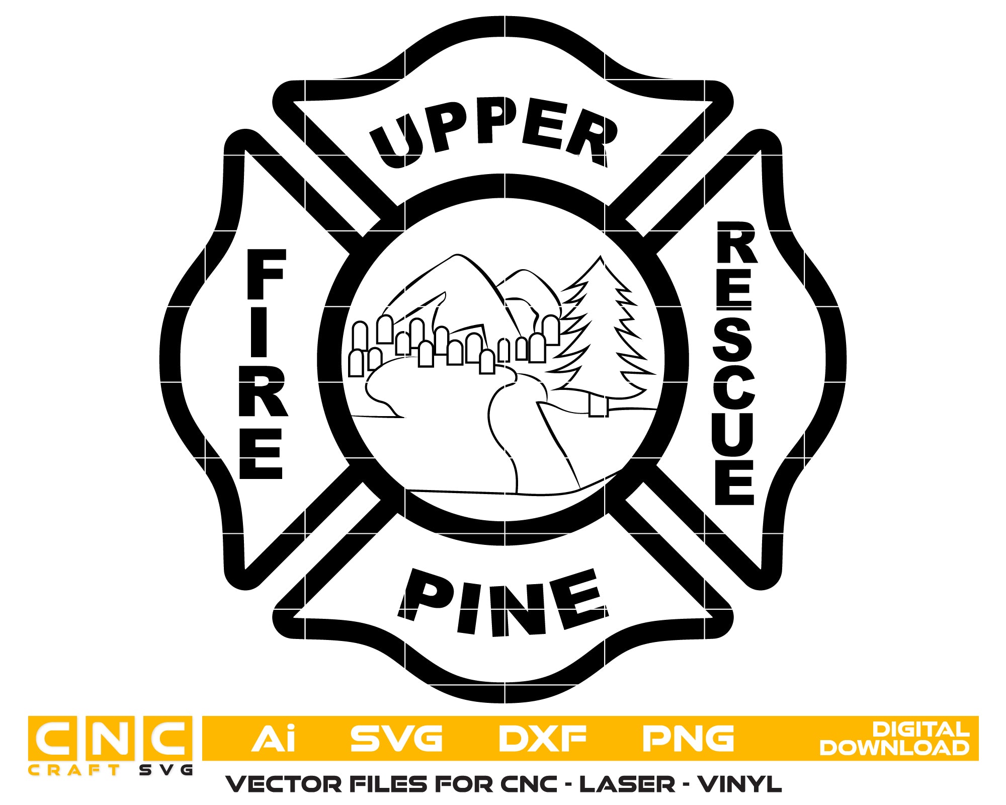 Upper Pine River Fire Protection District Badge SVG - CNC Design