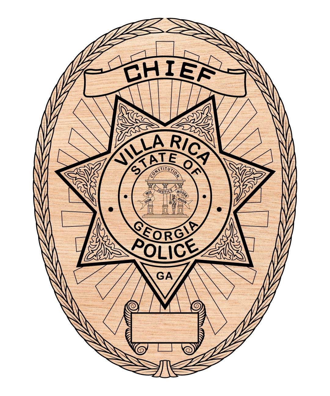 Villa Rica Police Chief Badge SVG, Georgia Police Badge Vector, Villa Rica GA Badge SVG, Police Chief Emblem Vector, Law Enforcement Badge SVG, GA Police Shield Vector