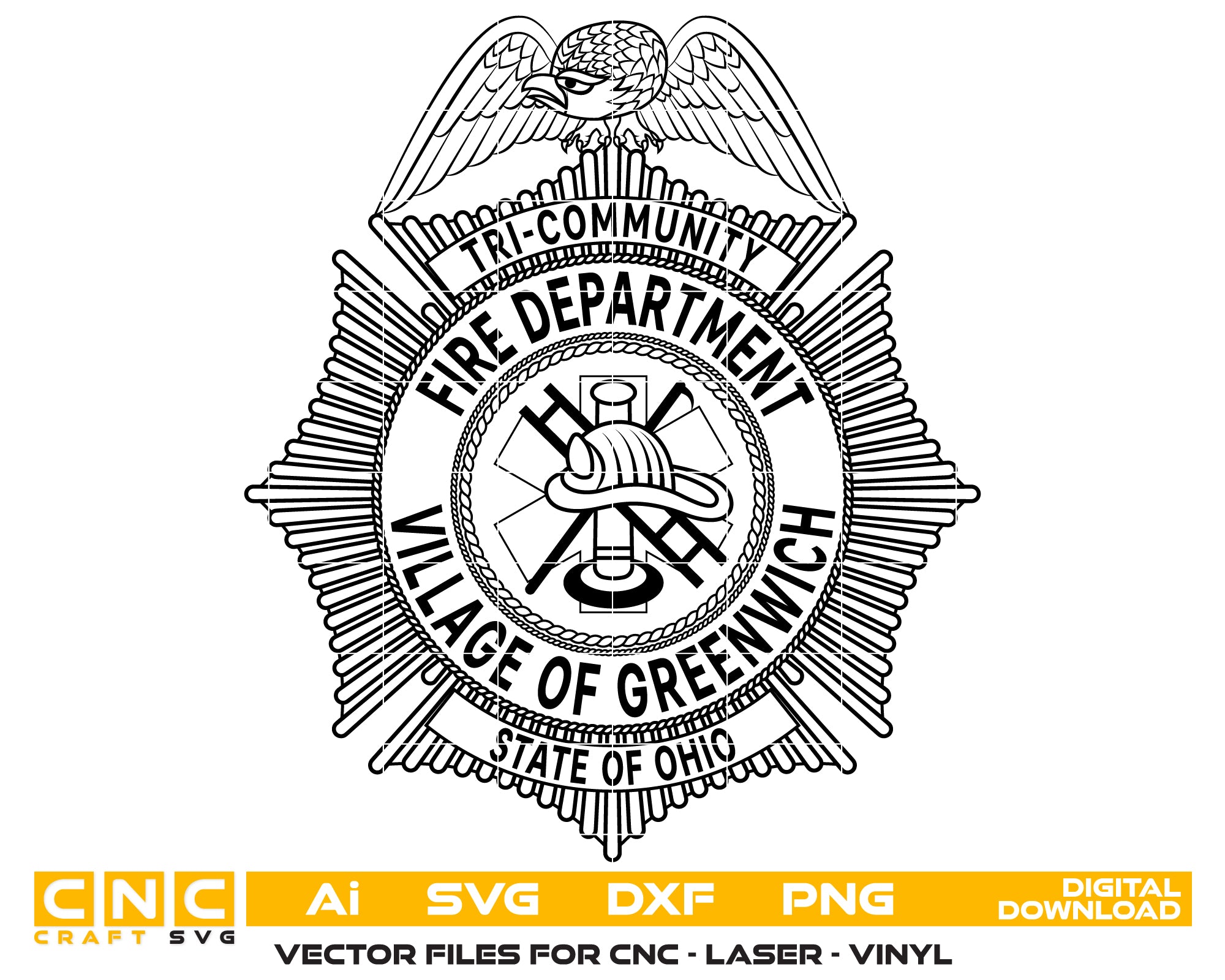 village of greenwich fire department badge svg, tri-community fire dept badge ohio svg, greenwich ohio firefighter badge vector, ohio fire department badge svg, greenwich tri-community fire rescue emblem svg