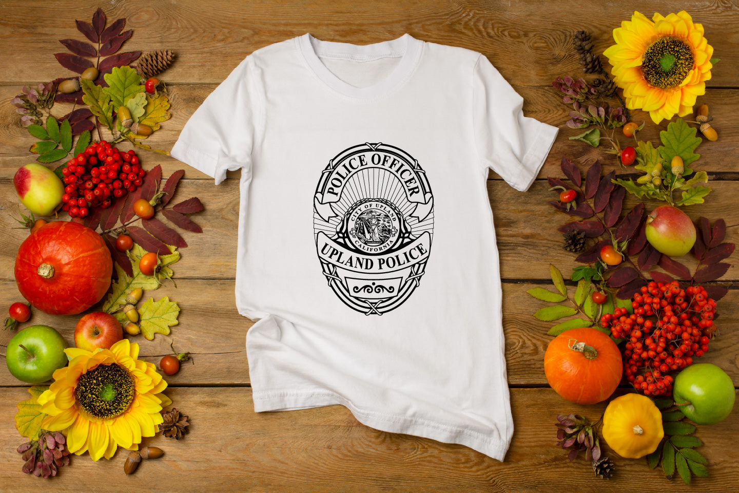 Vintage Upland California Police Officer Badge SVG | Digital Vector Art for CNC & Printing