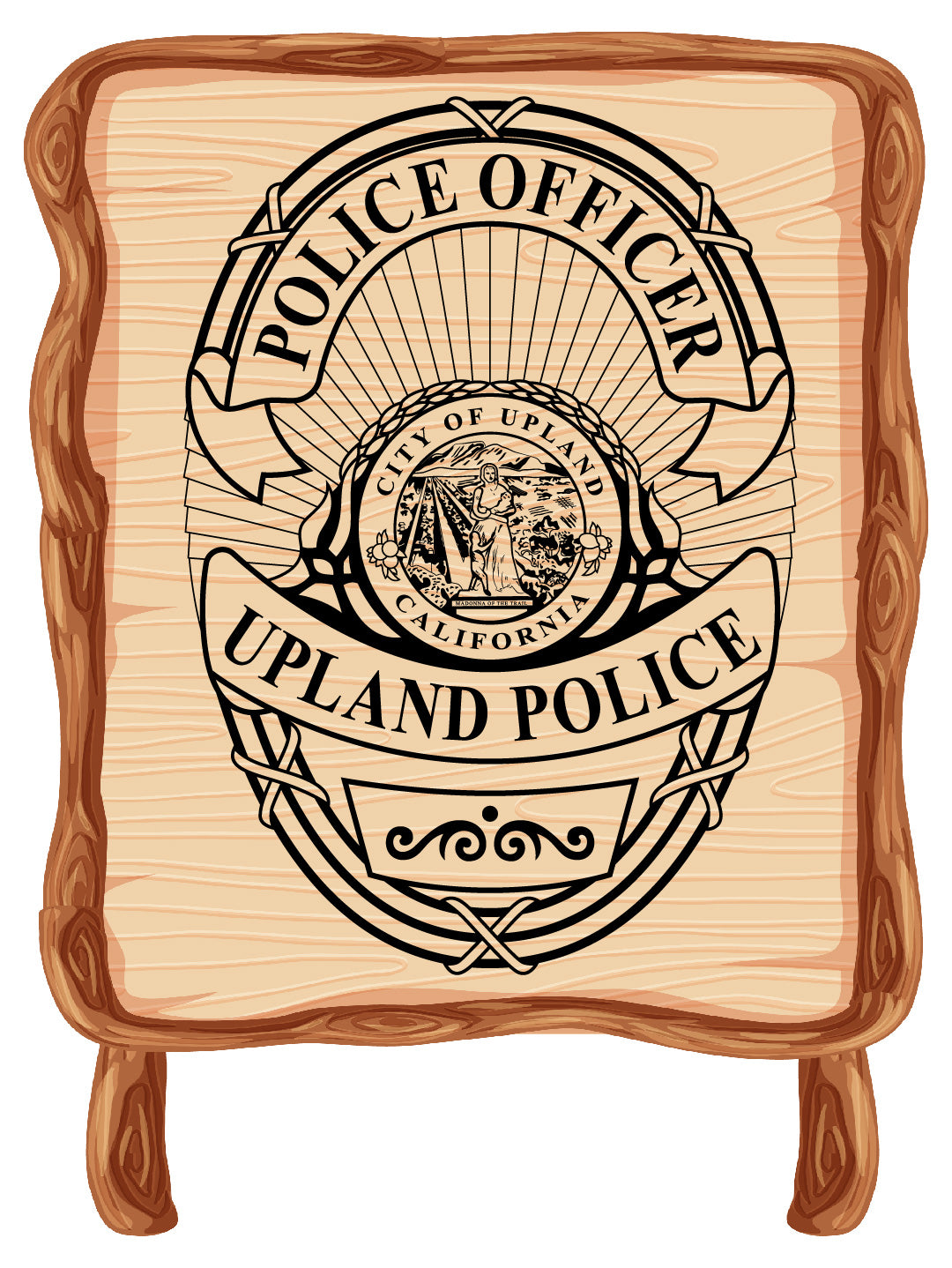 Vintage Upland California Police Officer Badge SVG | Digital Vector Art for CNC & Printing