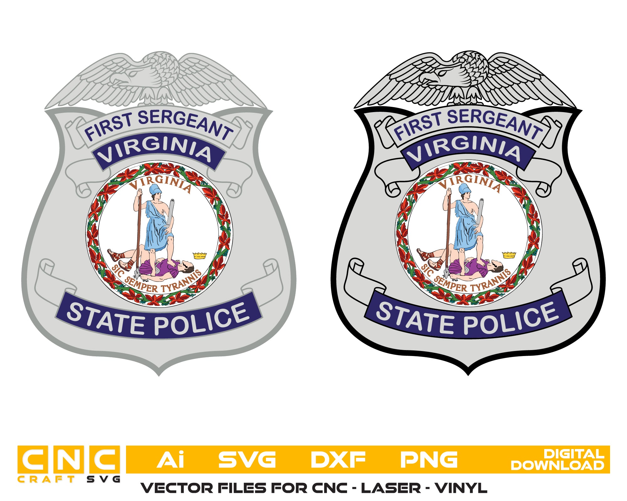 Virginia State Police Sergeant Badge
