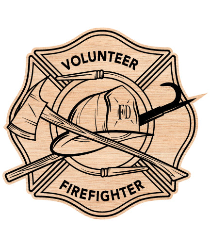 Volunteer Firefighter Fireman Maltese Cross And Fire Helmet Patch