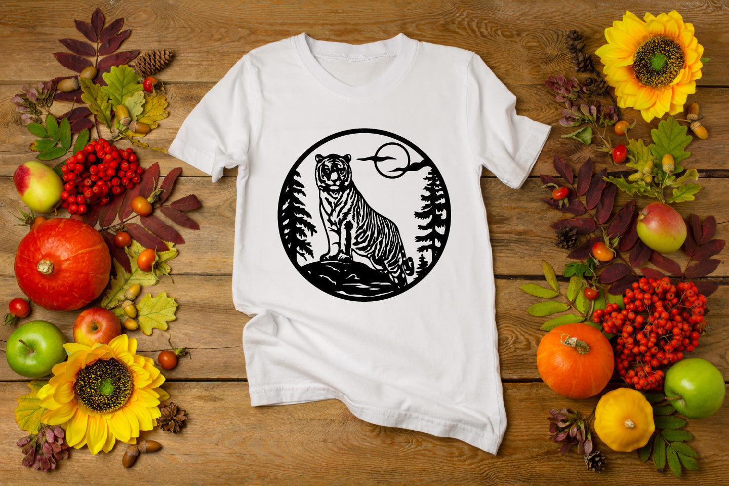 Walking Tiger in Forest Scene – Vector Design