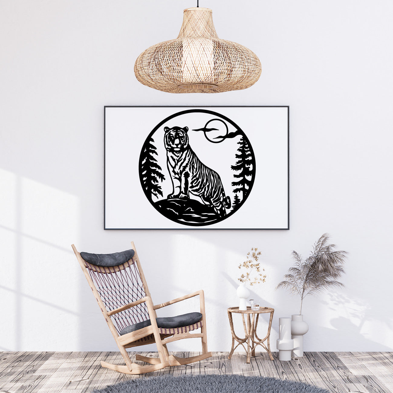 Walking Tiger in Forest Scene – Vector Design