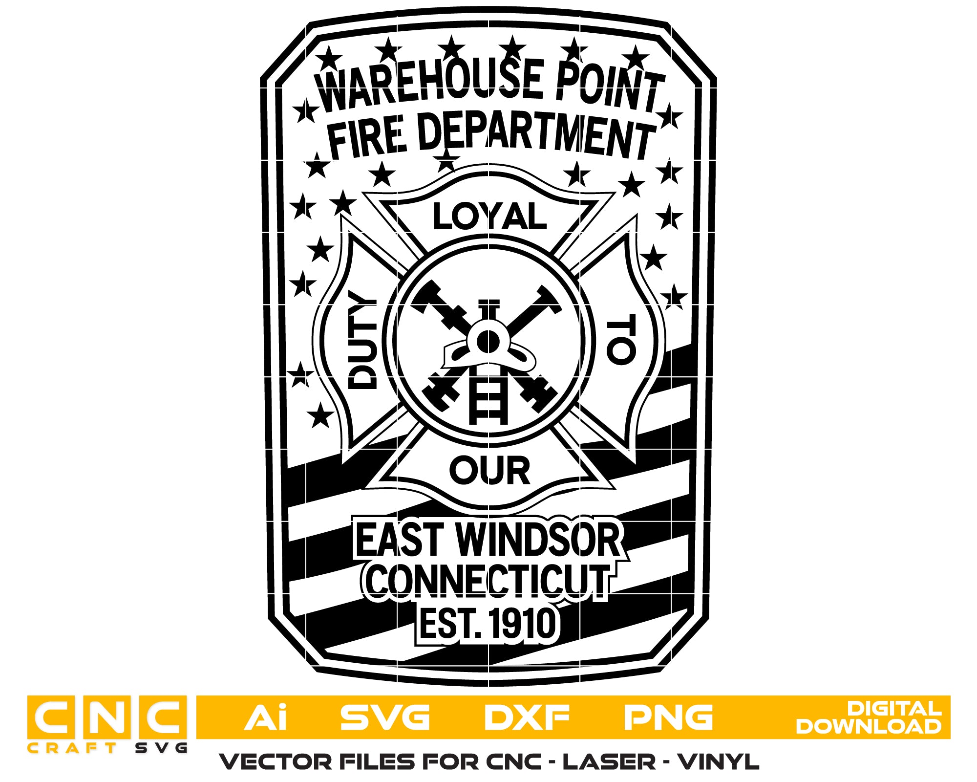Warehouse Point Fire District Badge SVG, Connecticut fire department emblem vector, Official Warehouse Point Fire District Badge, Warehouse Point Fire District Shield SVG, Historic Fire District Badge Vector File