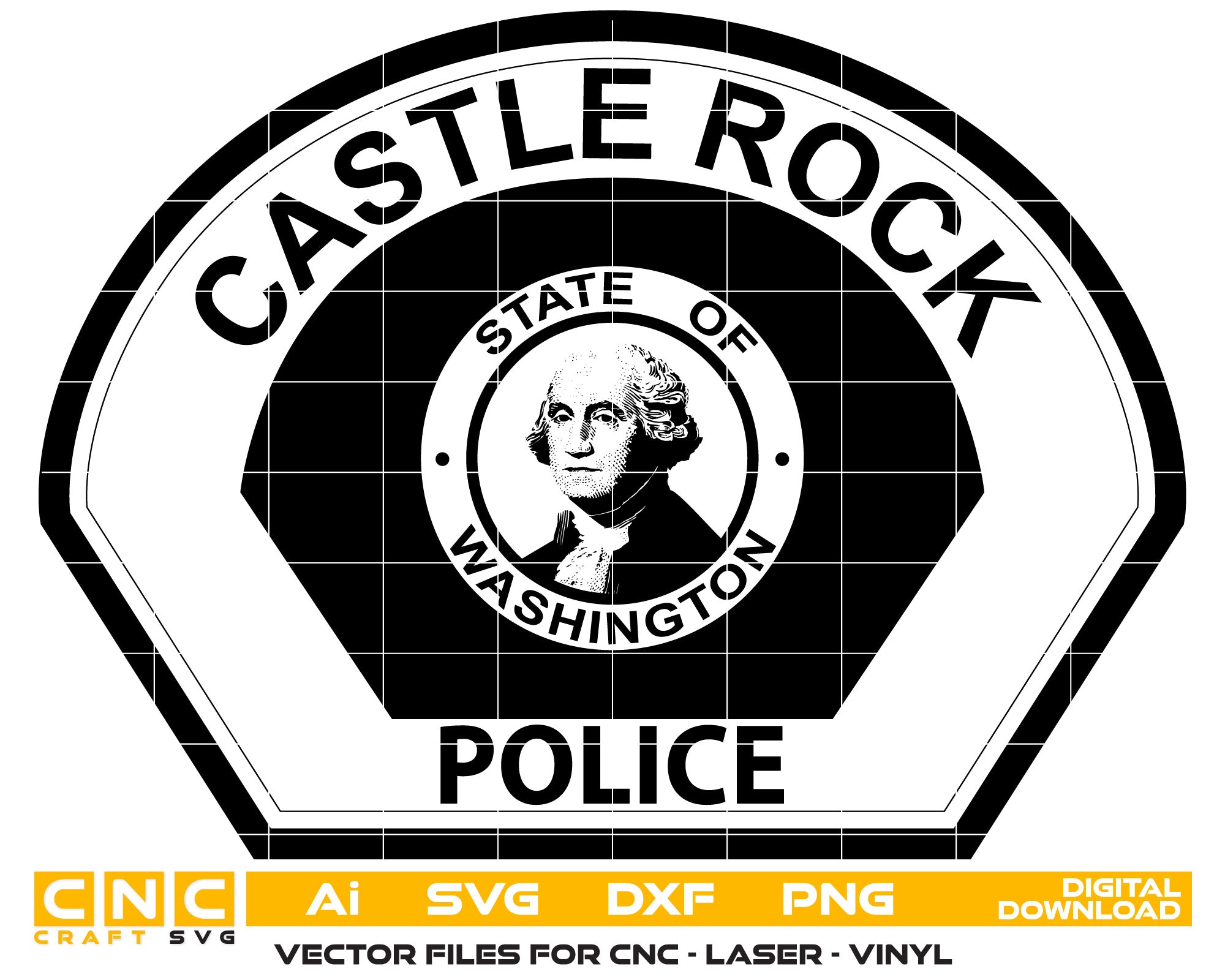 Washington Castle Rock Police Badge SVG | Law Enforcement Vector for CNC, Laser & Vinyl