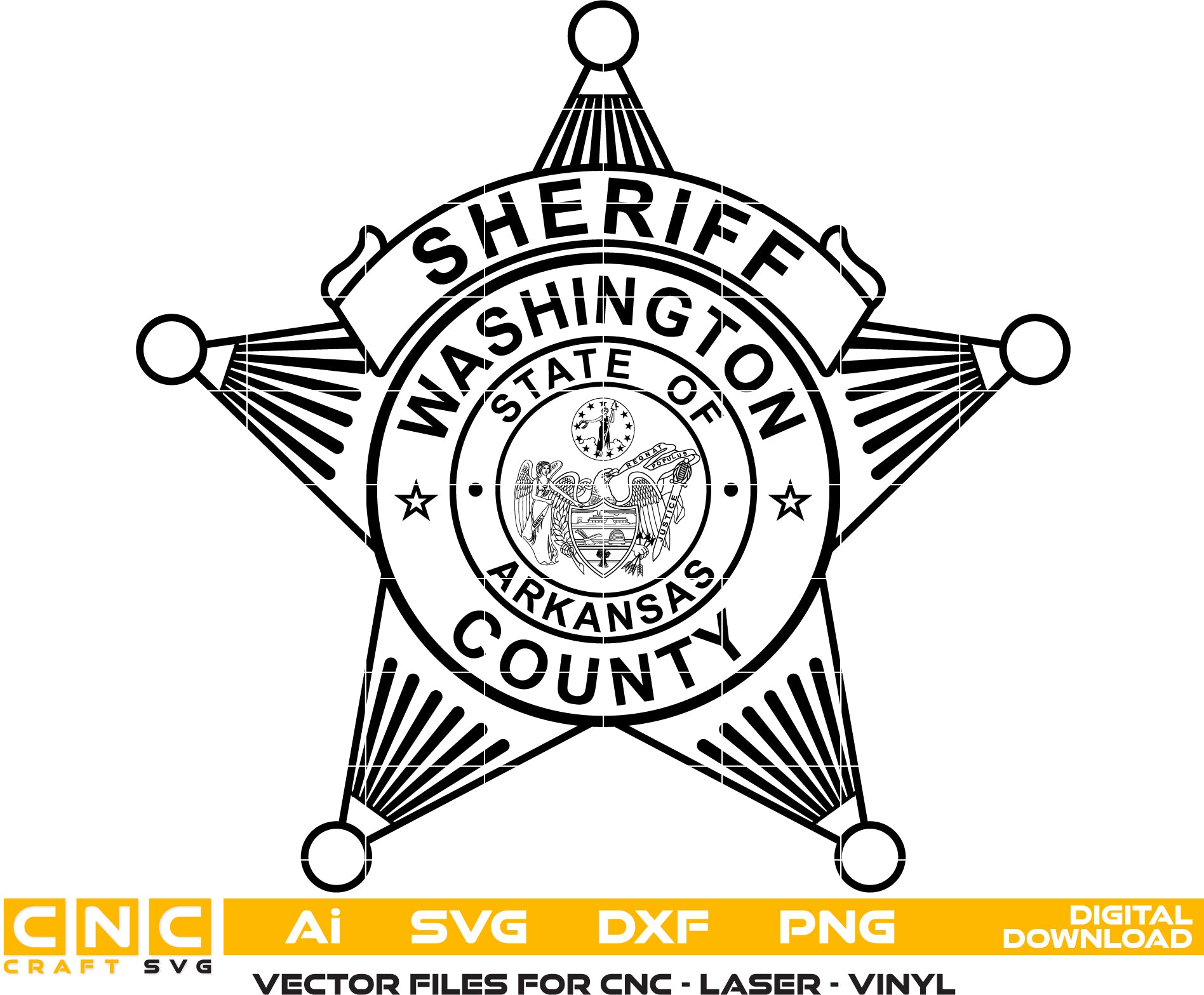 Washington County Sheriff Badge SVG | Arkansas Sheriff Badge Vector for CNC & Printing
