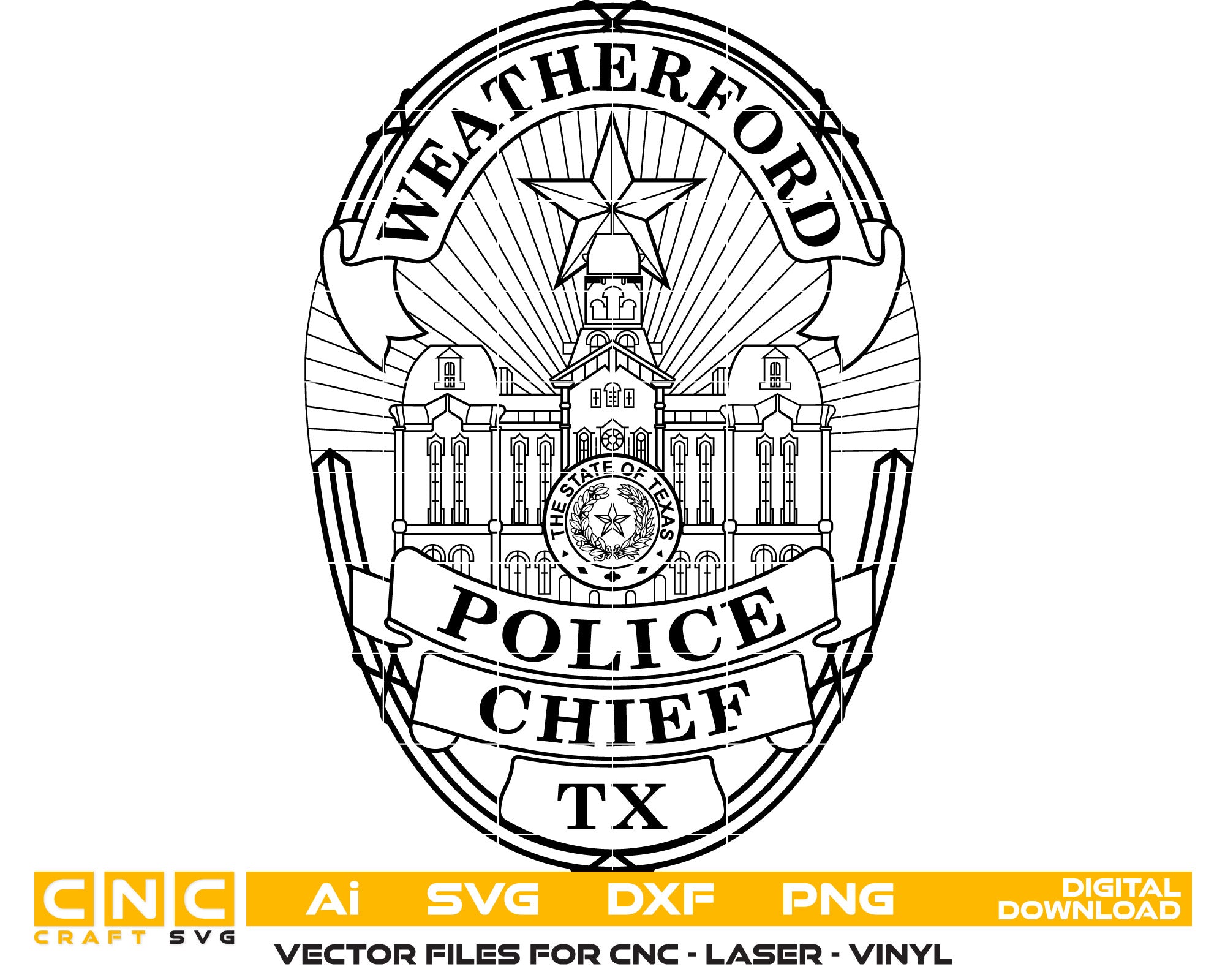 Weatherford Police Chief Badge vector art