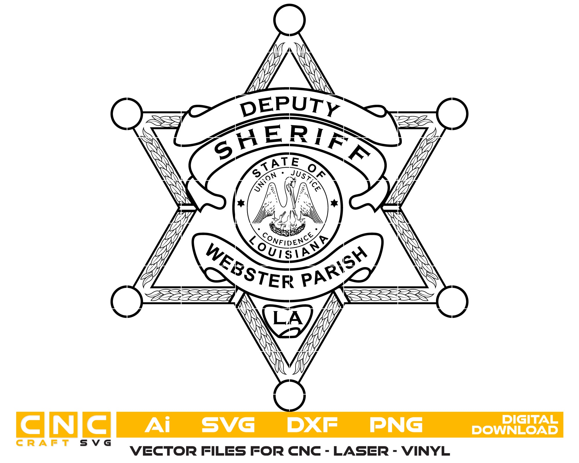Webster Parish Sheriff Badge Vector Art, Ai,SVG, DXF, PNG, Digital Files