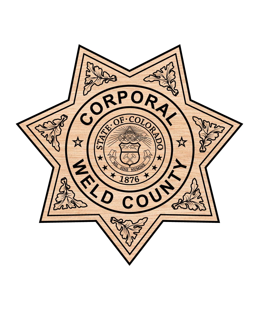 Weld County Sheriff Corporal Badge SVG, Weld County Corporal Badge Vector, Colorado Sheriff Corporal Badge, Law Enforcement Rank Badge SVG, Sheriff Badge Vector, Engraving Badge File