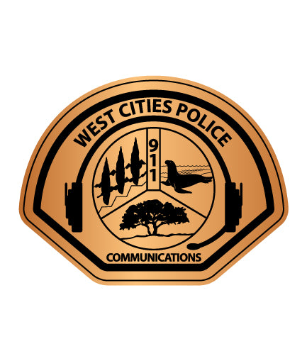 West Cities Police Department Communications Logo SVG digital download, police communications emblem vector design for Cricut, Silhouette, CNC, engraving, and law enforcement crafts.
