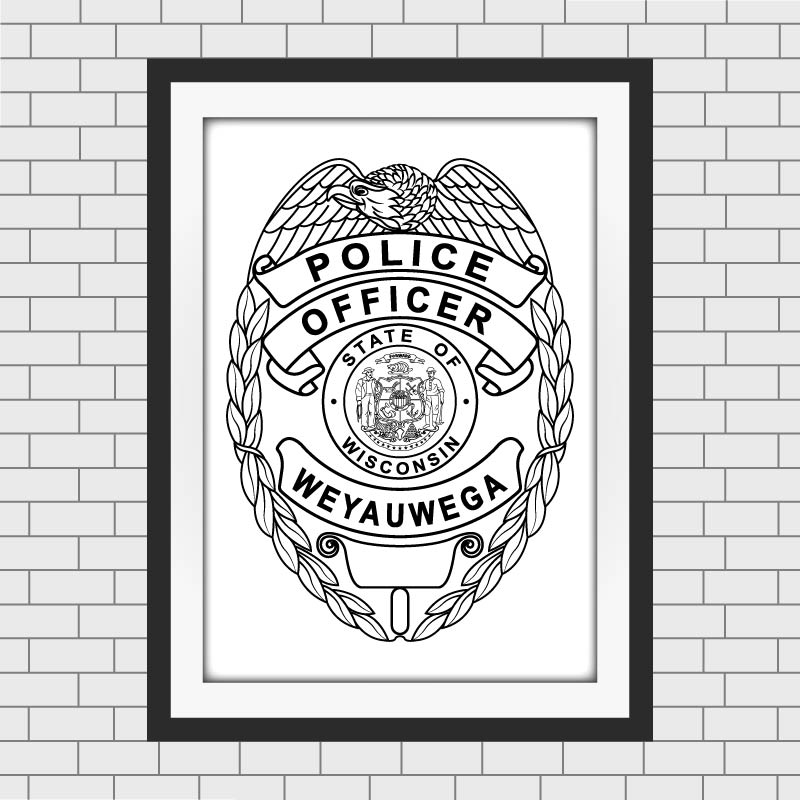 Weyauwega Wisconsin Police Officer Badge SVG, Weyauwega Police Officer Badge Vector, Wisconsin Police Badge SVG, Law Enforcement Badge Emblem, Police Shield Vector, Badge Engraving File