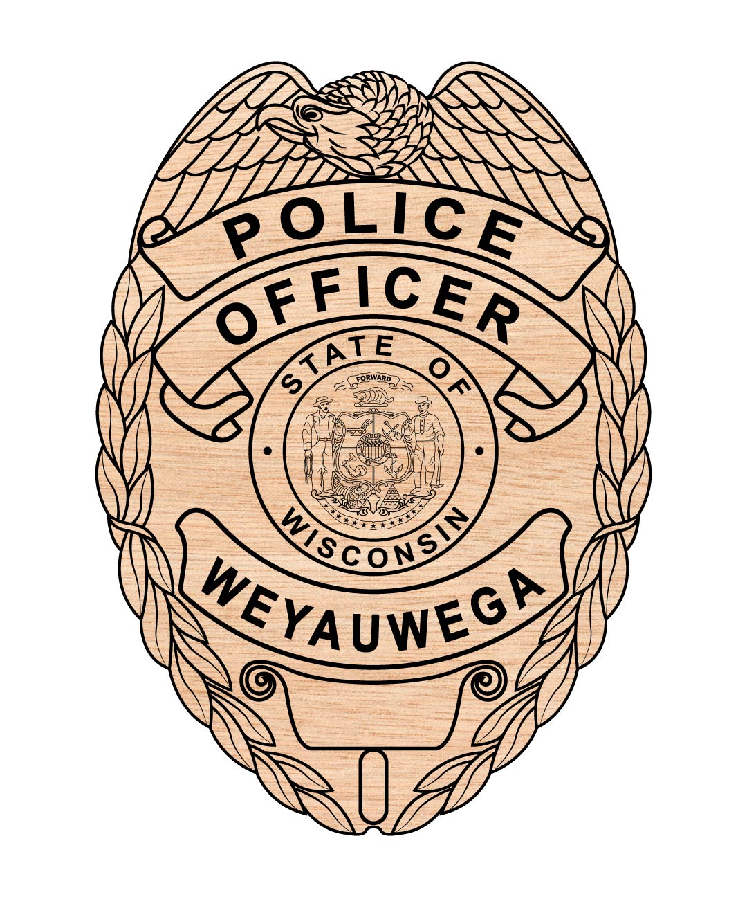 Weyauwega Wisconsin Police Officer Badge SVG, Weyauwega Police Officer Badge Vector, Wisconsin Police Badge SVG, Law Enforcement Badge Emblem, Police Shield Vector, Badge Engraving File
