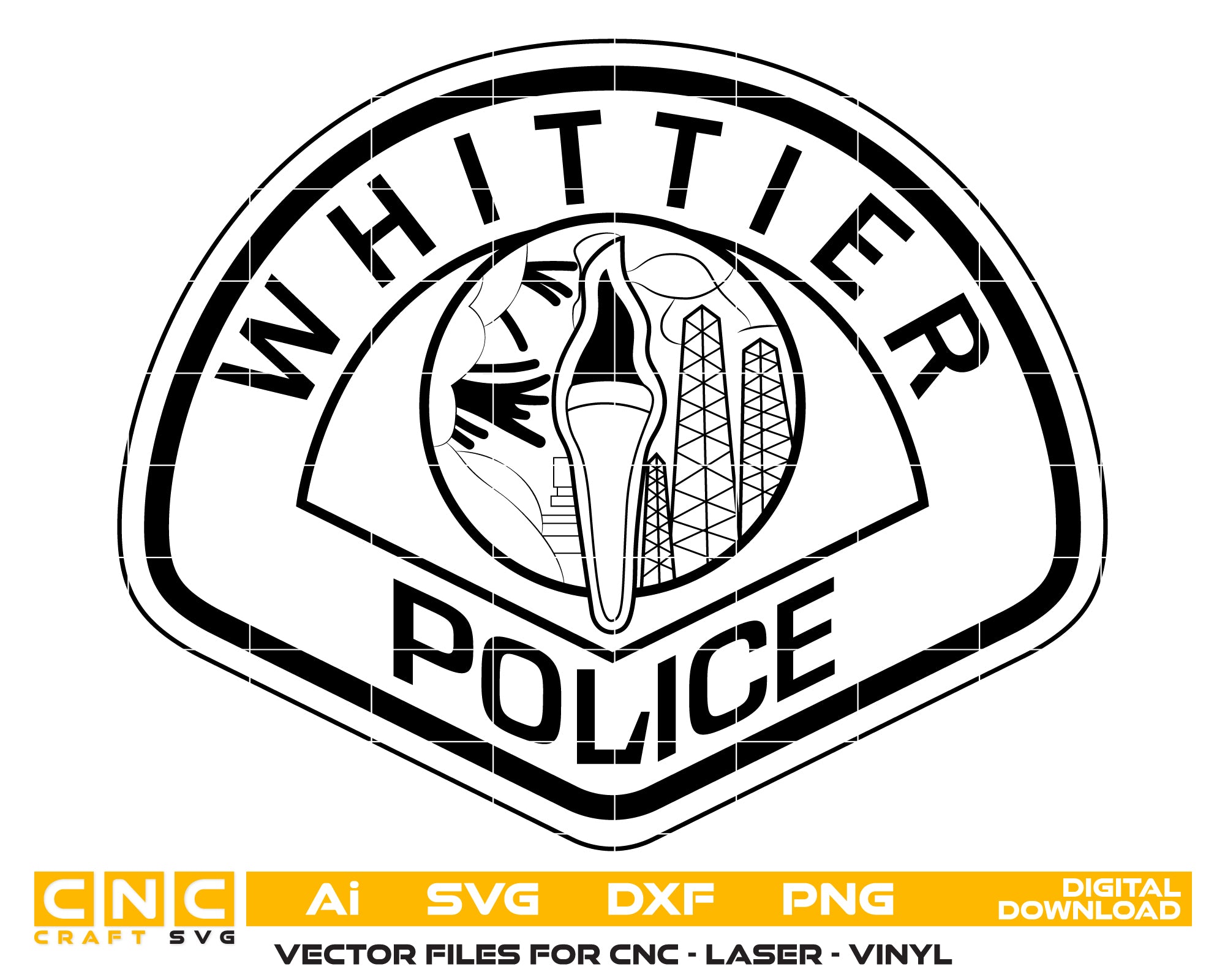 Whittier Police Patch SVG
Whittier California Police Emblem
Whittier PD Patch Vector
California Law Enforcement Patch SVG
Police Patch Design Whittier