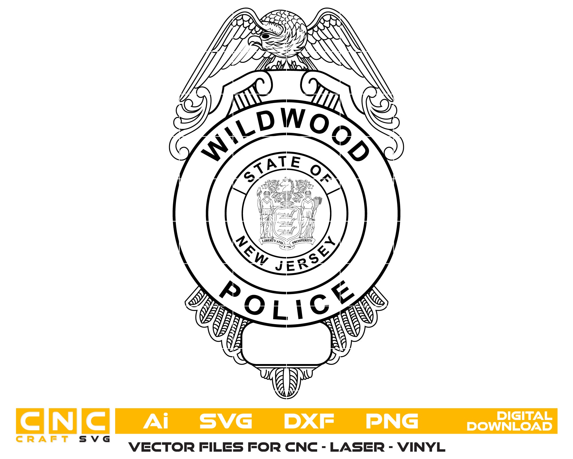 Wildwood Police Badge SVG, Wildwood NJ Police Logo Vector, New Jersey Police Badge SVG, Law Enforcement Badge Digital File, Police Patch SVG Design
